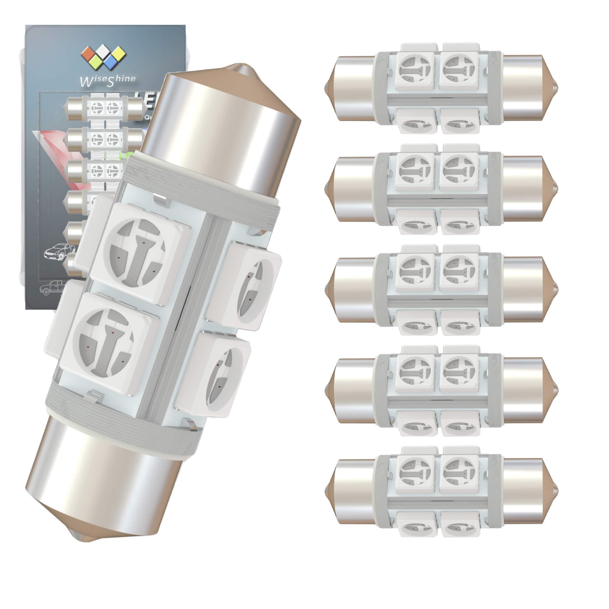 Wiseshine DC 12V 36mm Festoon 6411 LED Bulb,C5W LED Bulbs Red 6418 DE3425 for Marine Boat Automotive Interior Door Cargo Lights 