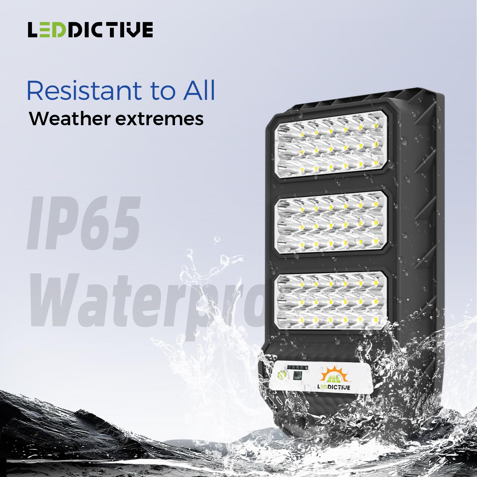 Leddictive Solar Street Light - 6500K LED with Motion Sensor & Remote Control, Outdoor Black, Model: Solarstreetlight-1