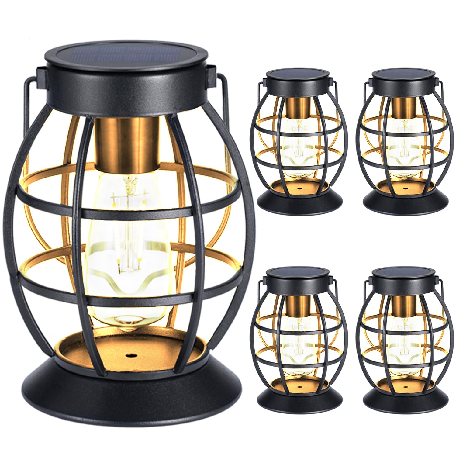 LeiDrail Solar Lantern Outdoor Hanging Waterproof Lights, Metal LED Lanterns Sun Powered Landscape Decor for Table Garden Yard P