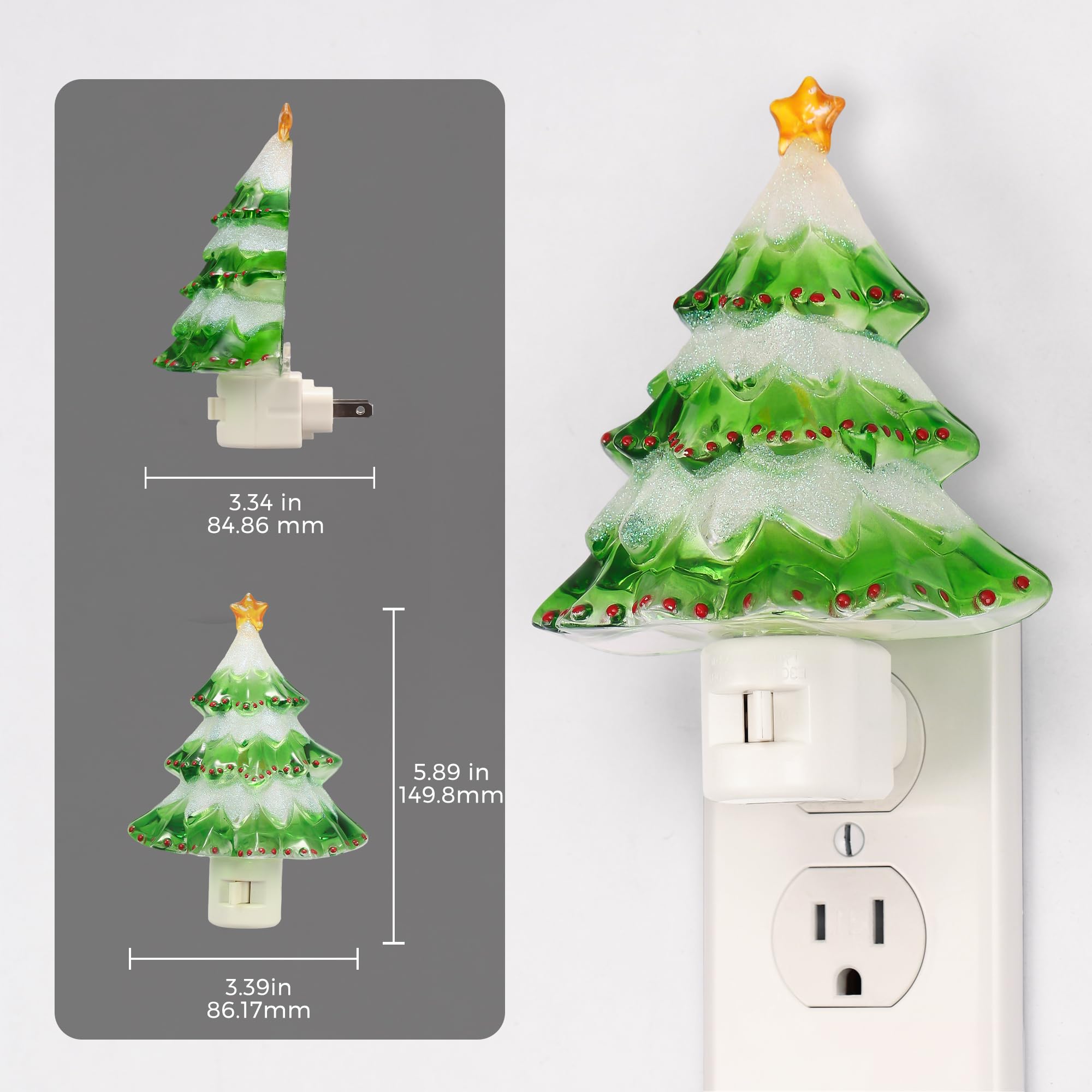 L Lohas Led Christmas Tree Night Light  3000K Warm White Plug In Night Light  360?Rotatable Vintage Decor Nightlight For Kids Room  Hallway & Home Party  Cute Holiday Gift  2 Pack
