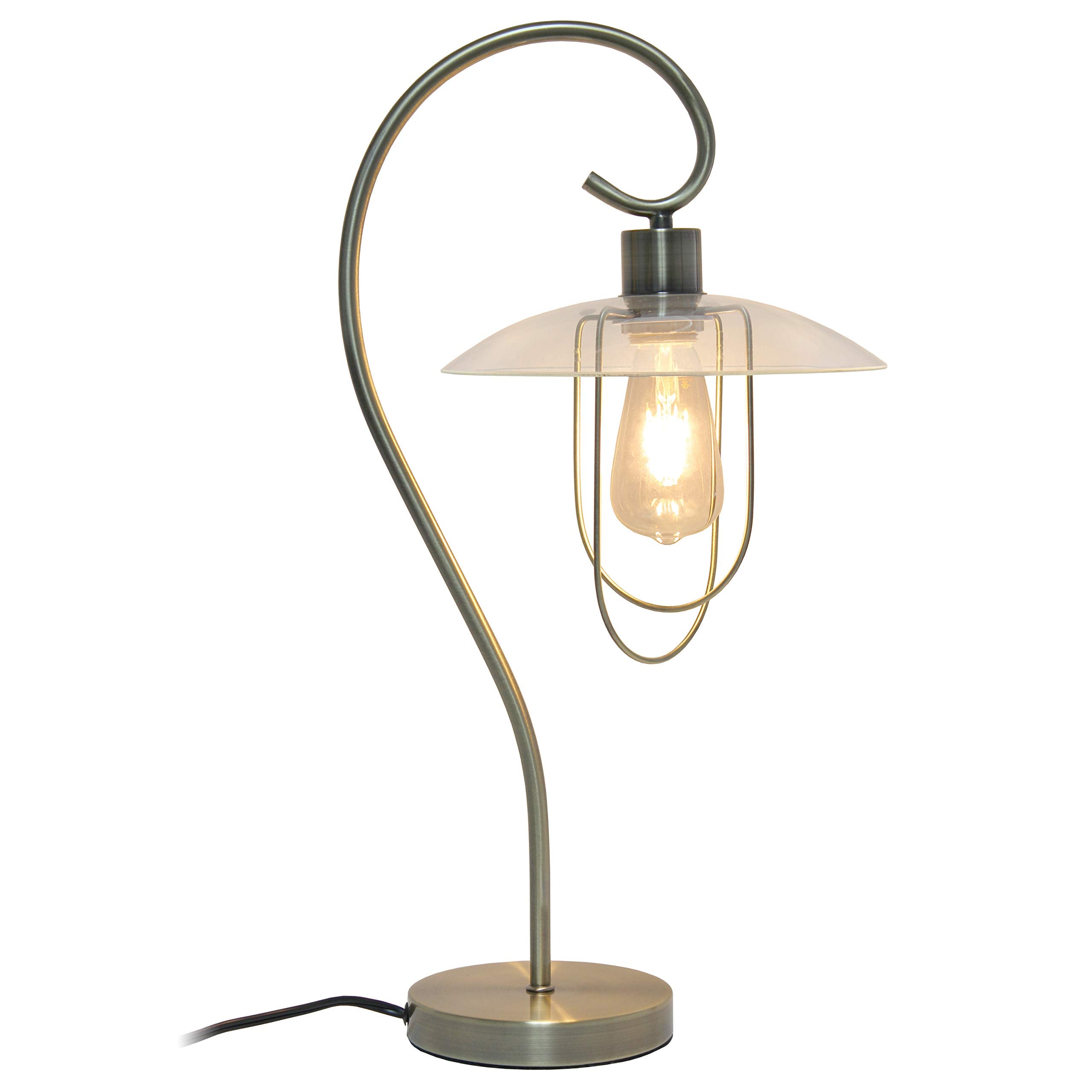 Simple Designs Lt1086-Abs Modern Metal Table Lamp, Antique Brass Finish, Iron Construction