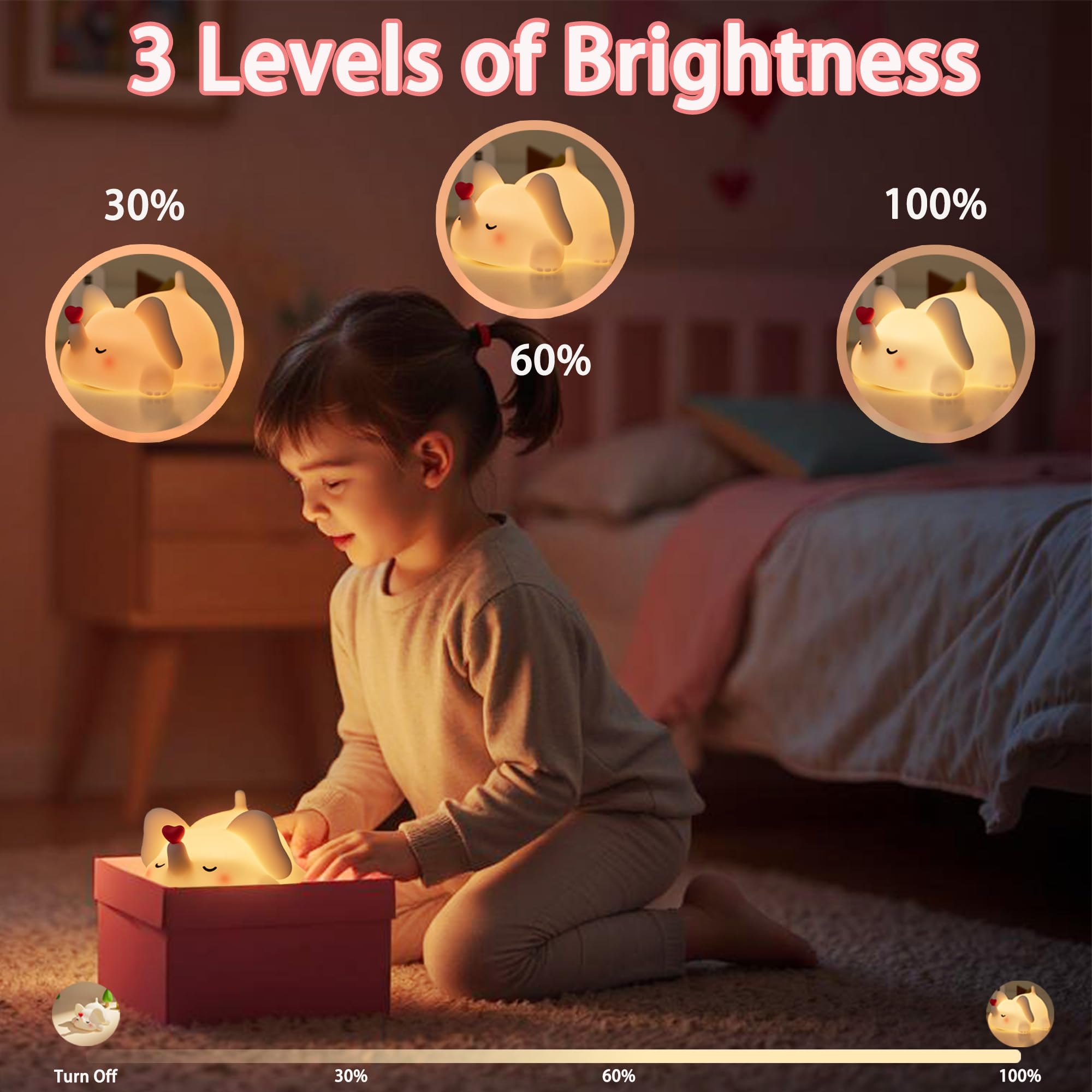 mydtiz Silicone Elephant Night Light for Kids Room Dimmable Rechargeable Nursery Animal Nightlight Gifts for Women Girls Boys Ro