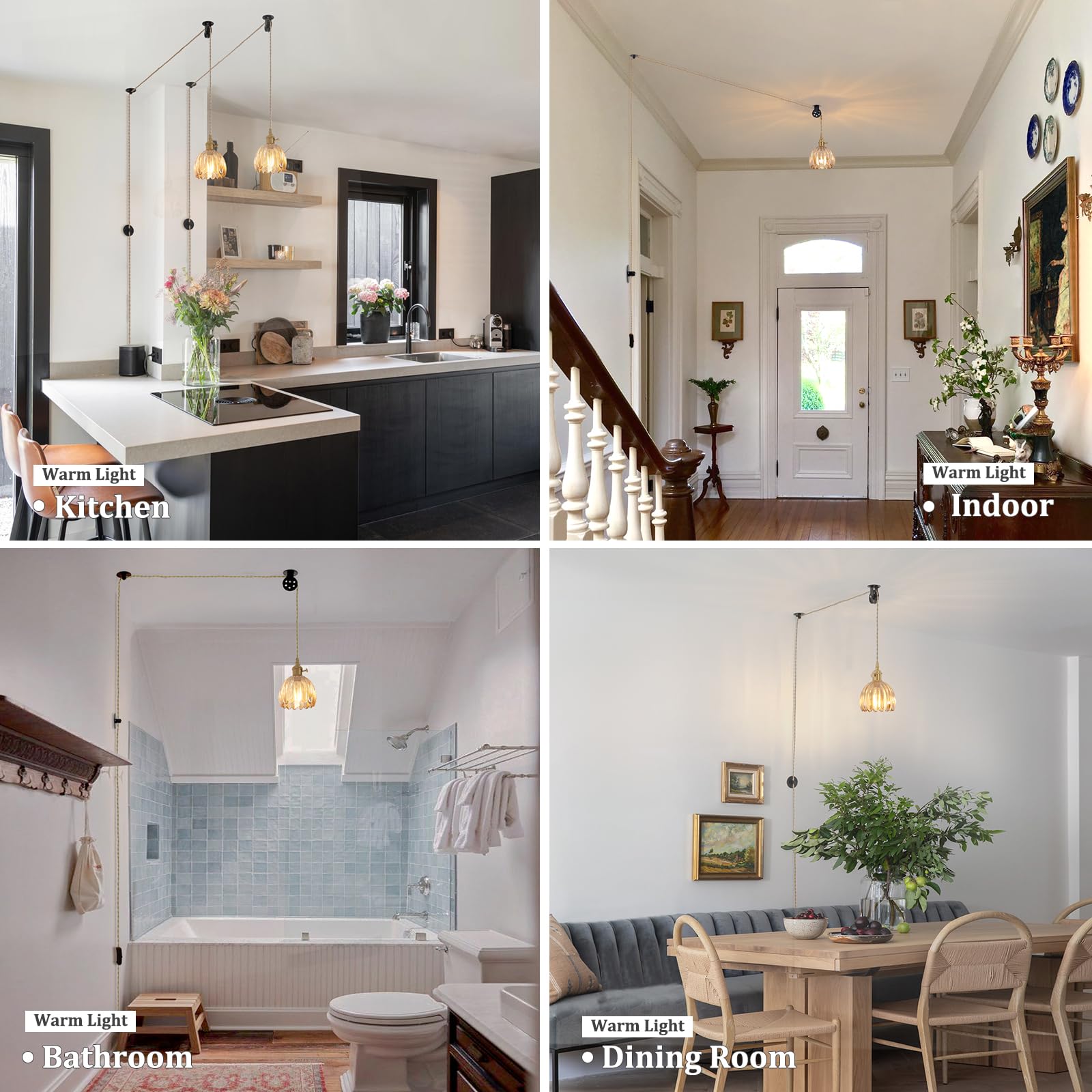 Shenmoyl Mini Plug In Pendant Light Hanging Light Fixture Corded On/Off Switch Brass Pendant Light With Amber Tulip Glass Lampsh