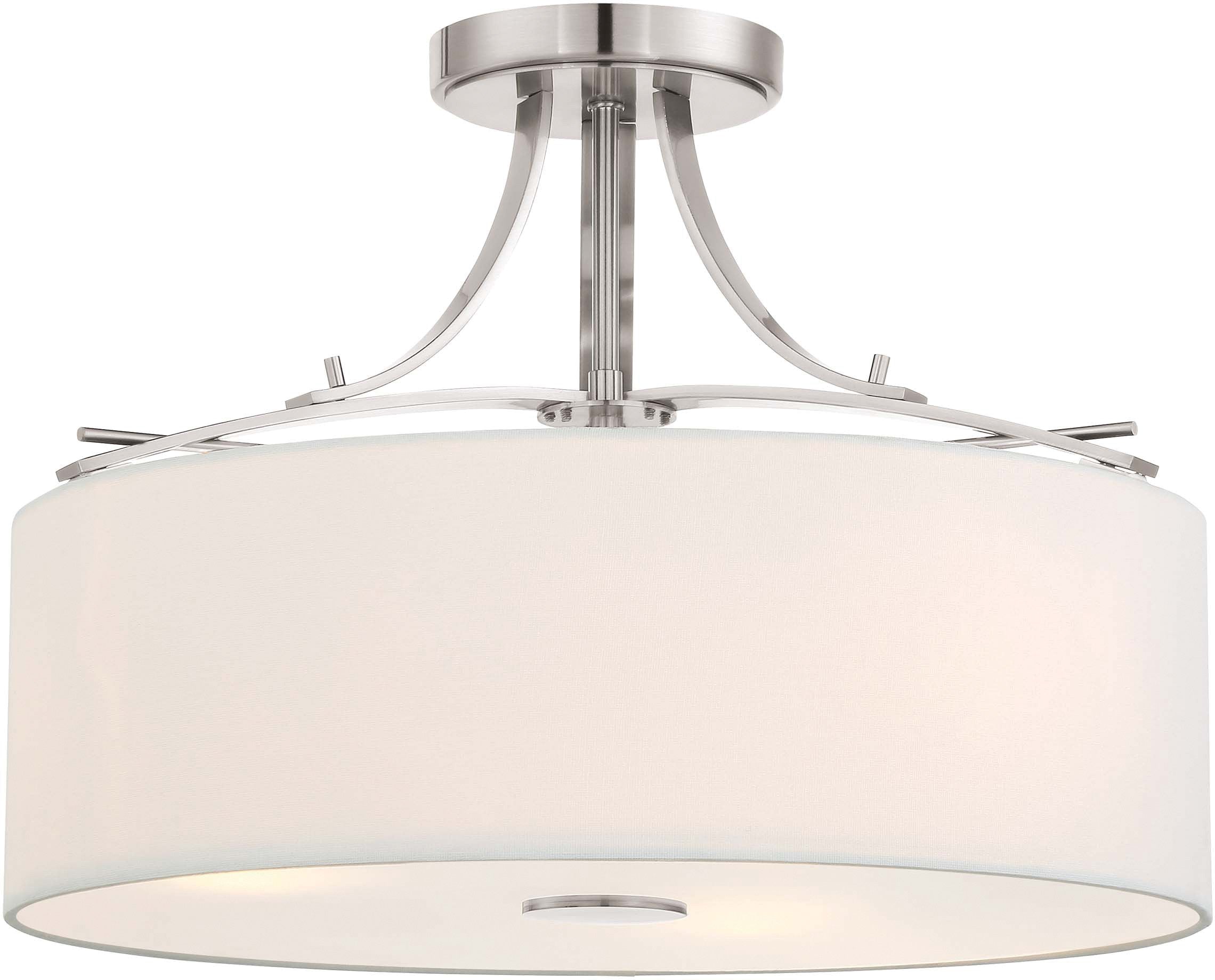 Minka Lavery Semi Flush Mount Light 3-Light 180W Alloy Steel 12.5inx16.5inx16.5in Brushed Nickel Model 3307-84