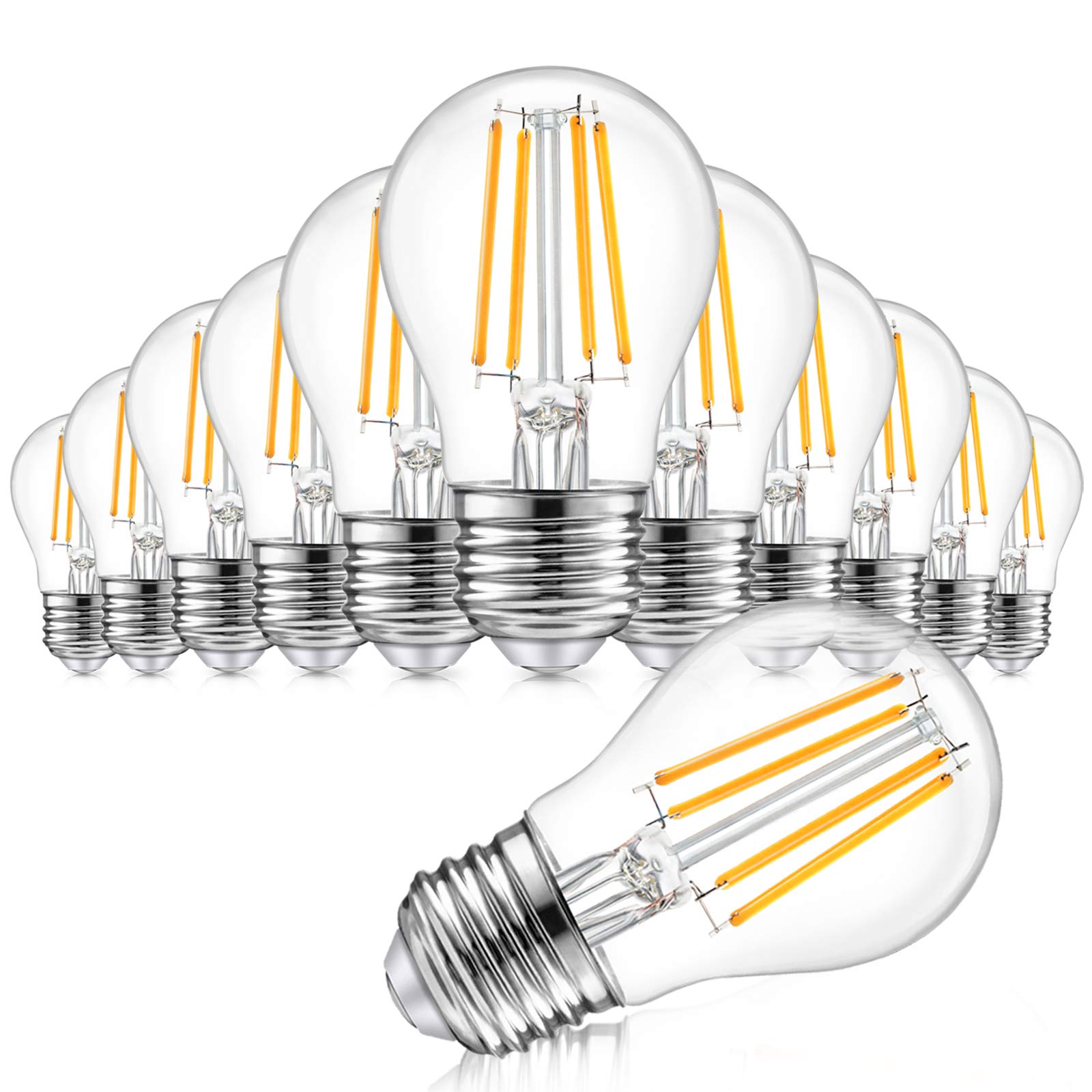 Tobusa 12-Pack Dimmable Globe A15 Led Bulbs 60W Equivalent, 6W Vintage E26 Edison Bulb 2700K Warm White, Ac 120V, Great For Ceil