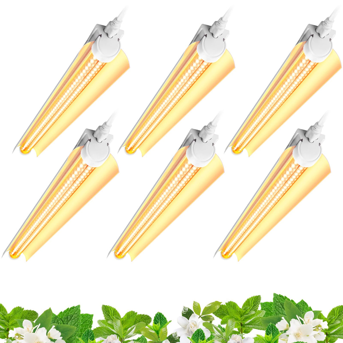 Barrina Plant Light, 144W(6 X 24W, 800W Equivalent), 2Ft T8, Super Bright, Full Spectrum Led Grow Light, T8 Integrated Growing L