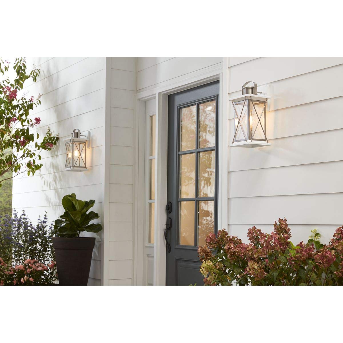 Progress Lighting Barlowe 1-Light Outdoor Wall Lantern, Stainless Steel, Clear Seeded Glass, Gray, Model P560157-135