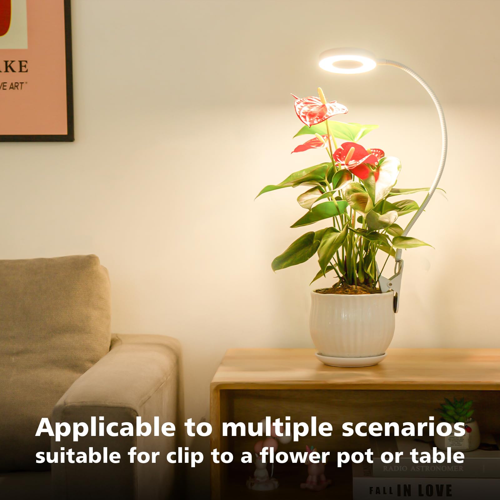 LORDEM Full Spectrum LED Plant Grow Light with Auto Timer, 360? Gooseneck, 4 Dimmable Brightness, 1 Pack, Aluminum, Ideal for Indoor Plants