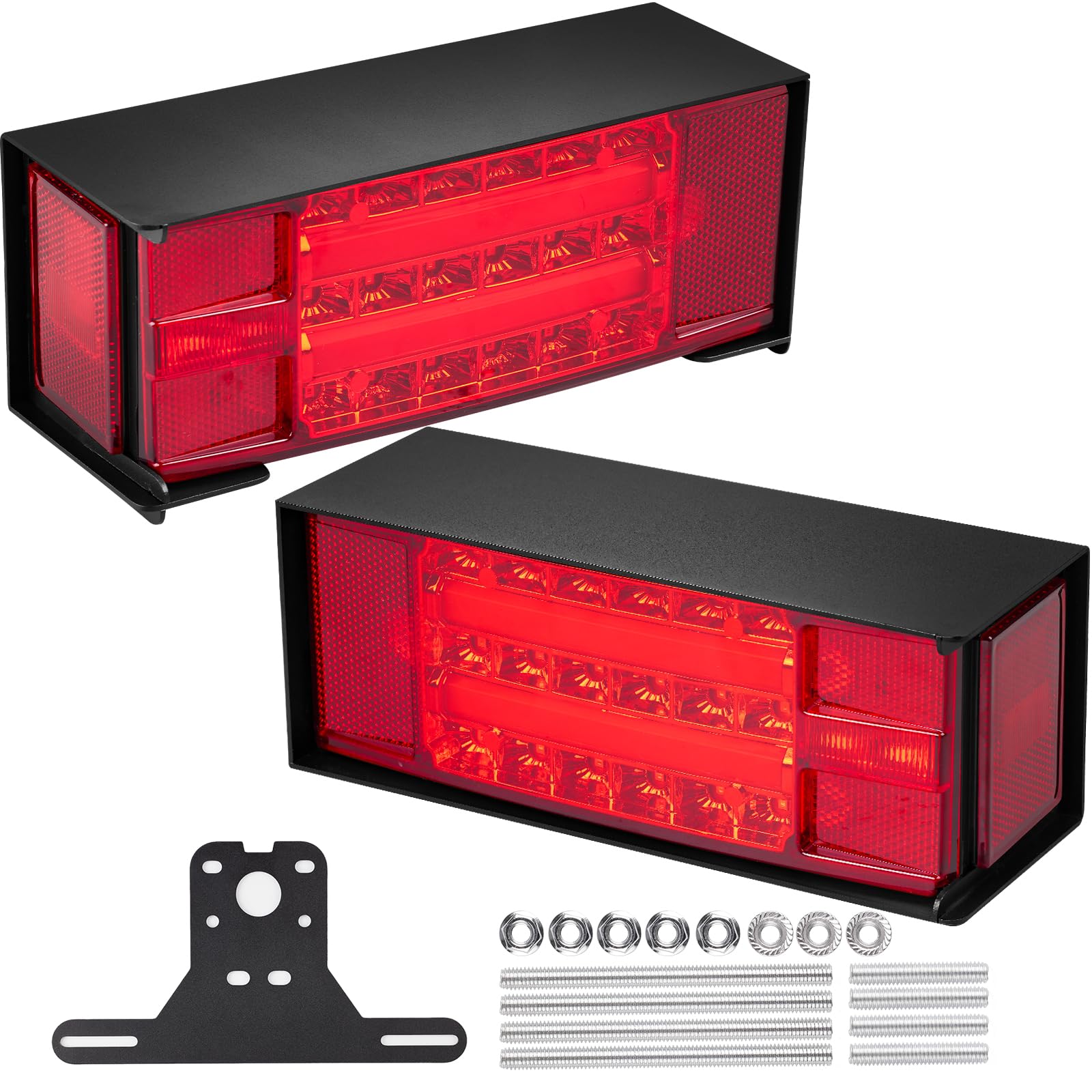 Hifybaty LED Trailer Lights Kit - Submersible Rectangular Tail Lights for Boat Trailer RV Truck - Model HF-TL_Square_01 - Red