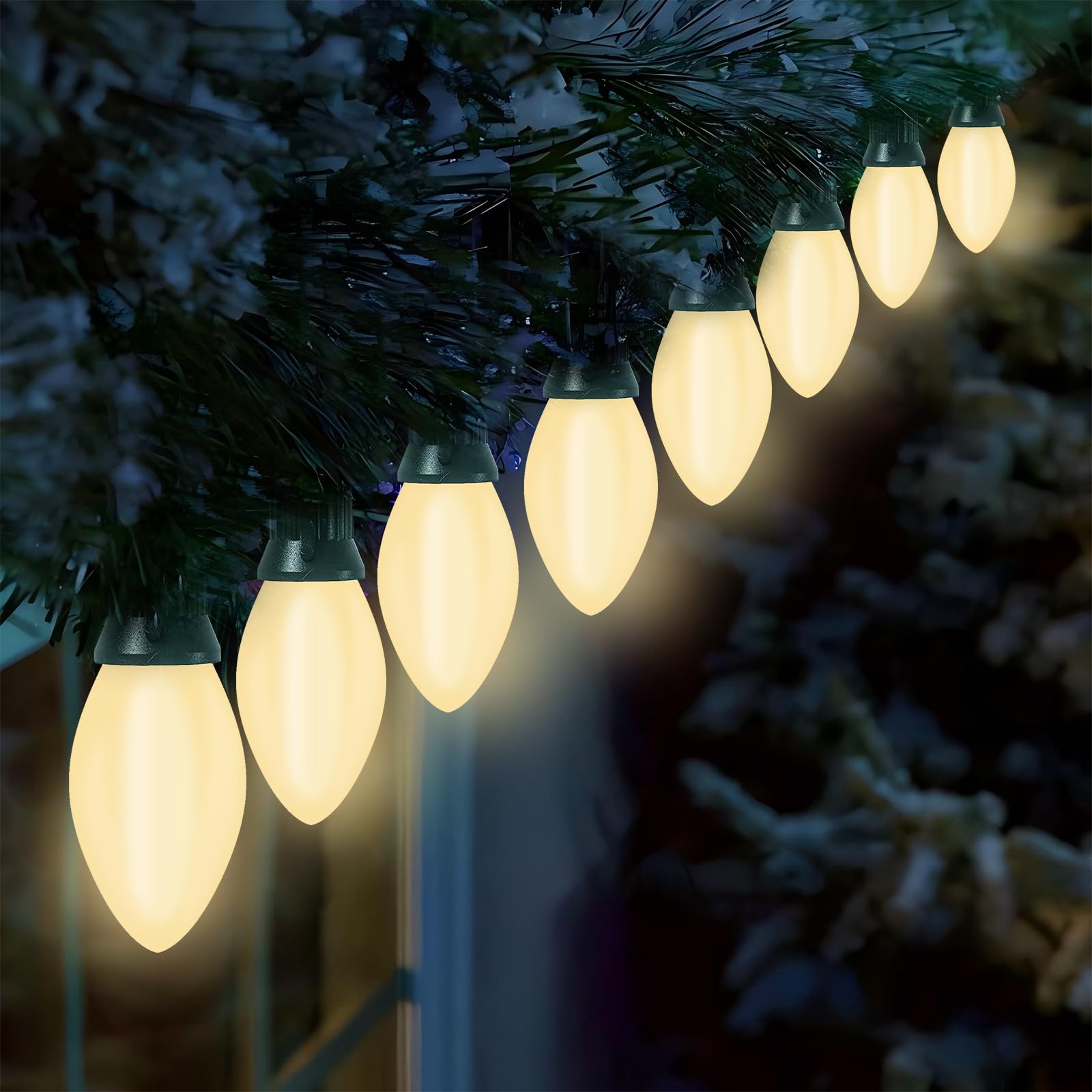 25 Pack C7 Led Replacement Light Bulbs, 0.6W Energy-Saving Led White Replacement Light Bulbs For Outdoor Christmas String Lights