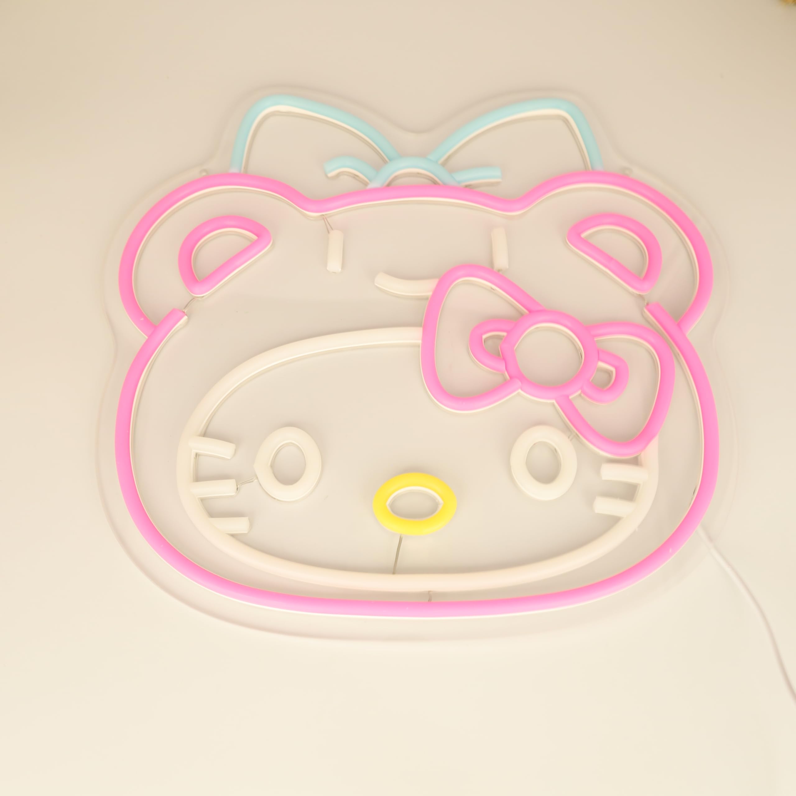 Kitty Cat Dressed As Cheer Bear Neon Sign for Wall Decor kitty Led Light Room Decor Japanese Neon Light LED Sign for Anime Fans