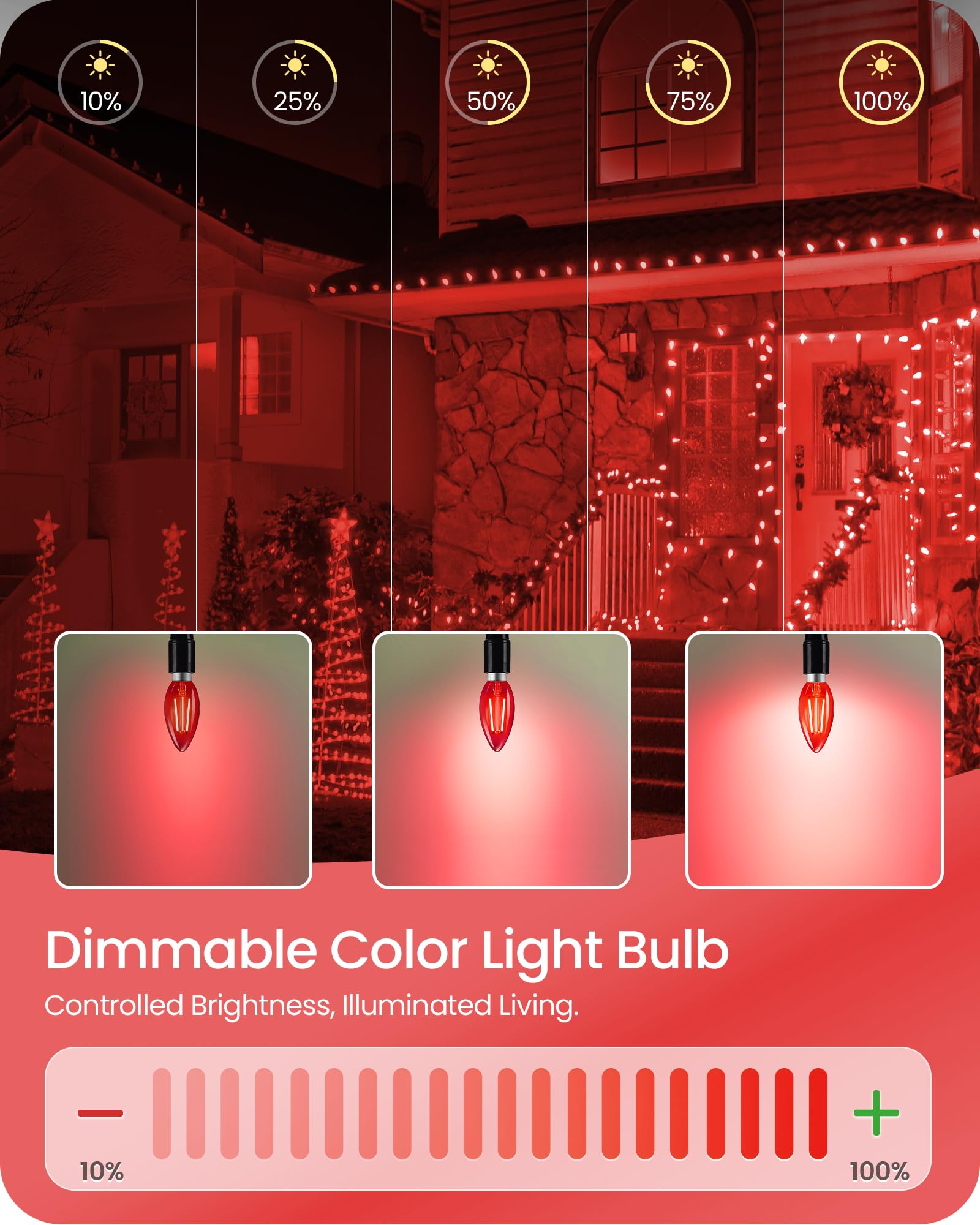 Goebleson Red E12 Led Light Bulbs  C35 5W (60W Equivalent) Glass Dimmable Chandelier Bulbs  Decorative Lighting For Christmas  Halloween  Party  Holiday Decoration  6 Pack R2C3P605