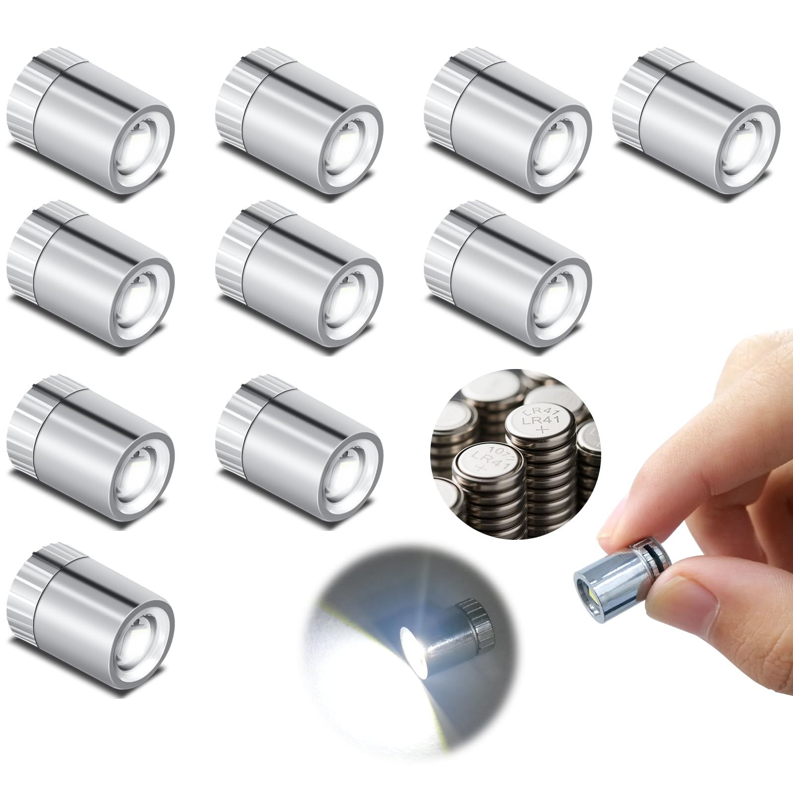 FNHMSL Mini LED Lights, 10 PCS Battery Operated Tiny SMD Lamp, Cool White, Model MNSD000 for DIY Crafts and Dollhouse