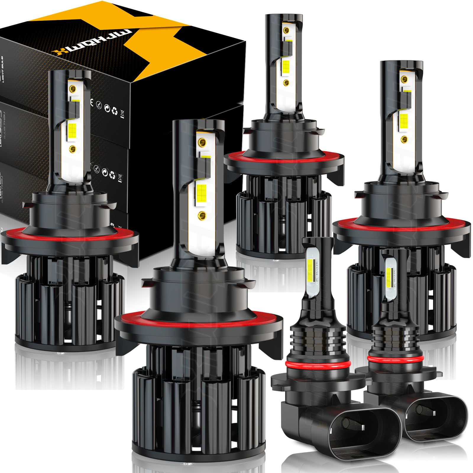 XWQHJW Fog Lights for Ford F250 F350 F450 2005-2022, High Low Beam, 6-Pack, Model 9008 H13 9145 H10