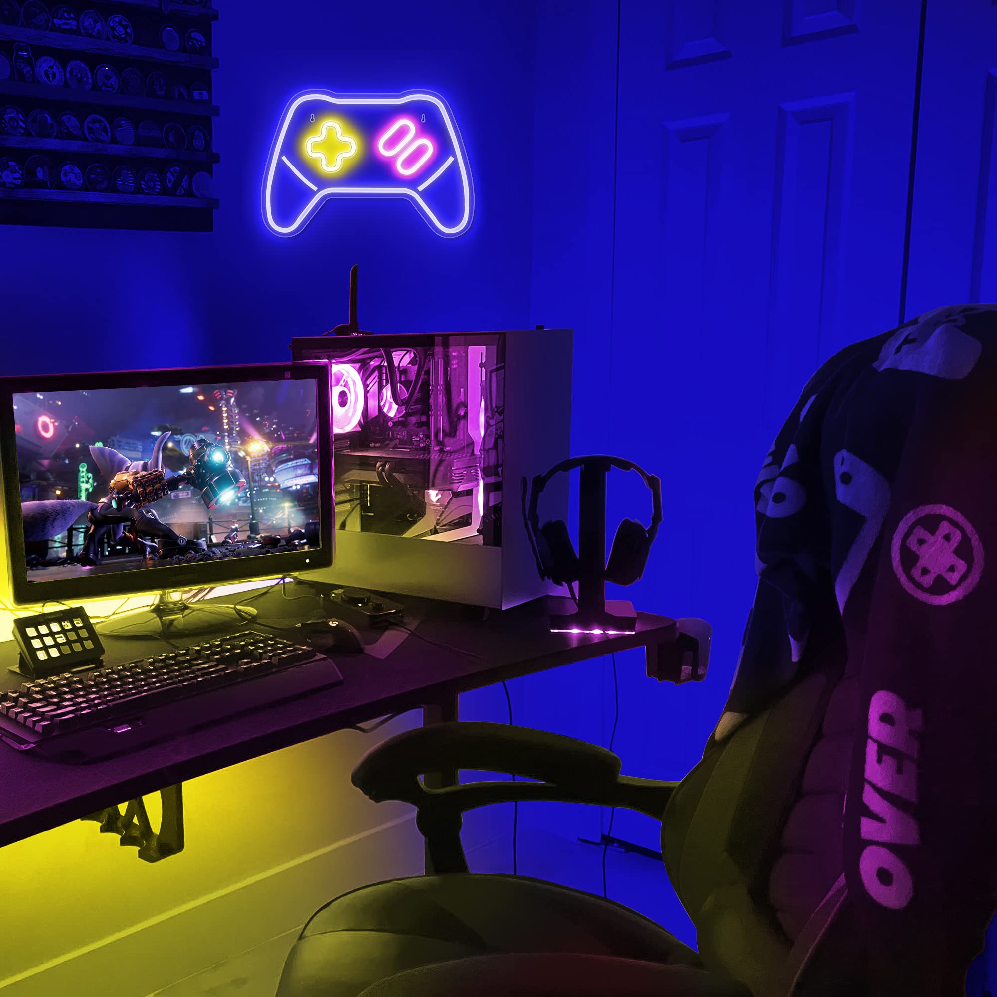 Lumoonosity Neon Game Controller Sign - Blue Led Light For Gamers, Game Room Decor