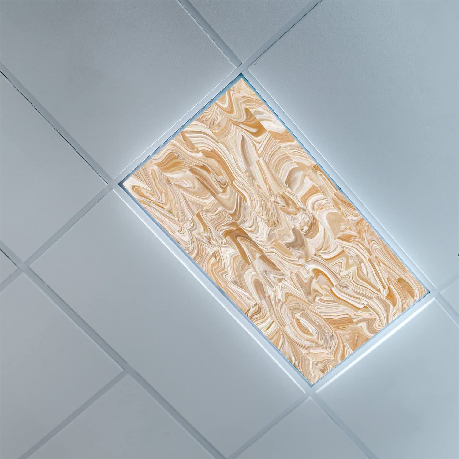 Lorougei Fluorescent Light Cover Decorative Ceiling Light Filters,Marble Pattern,for Classroom Office Hospitals Home Ceiling Dec