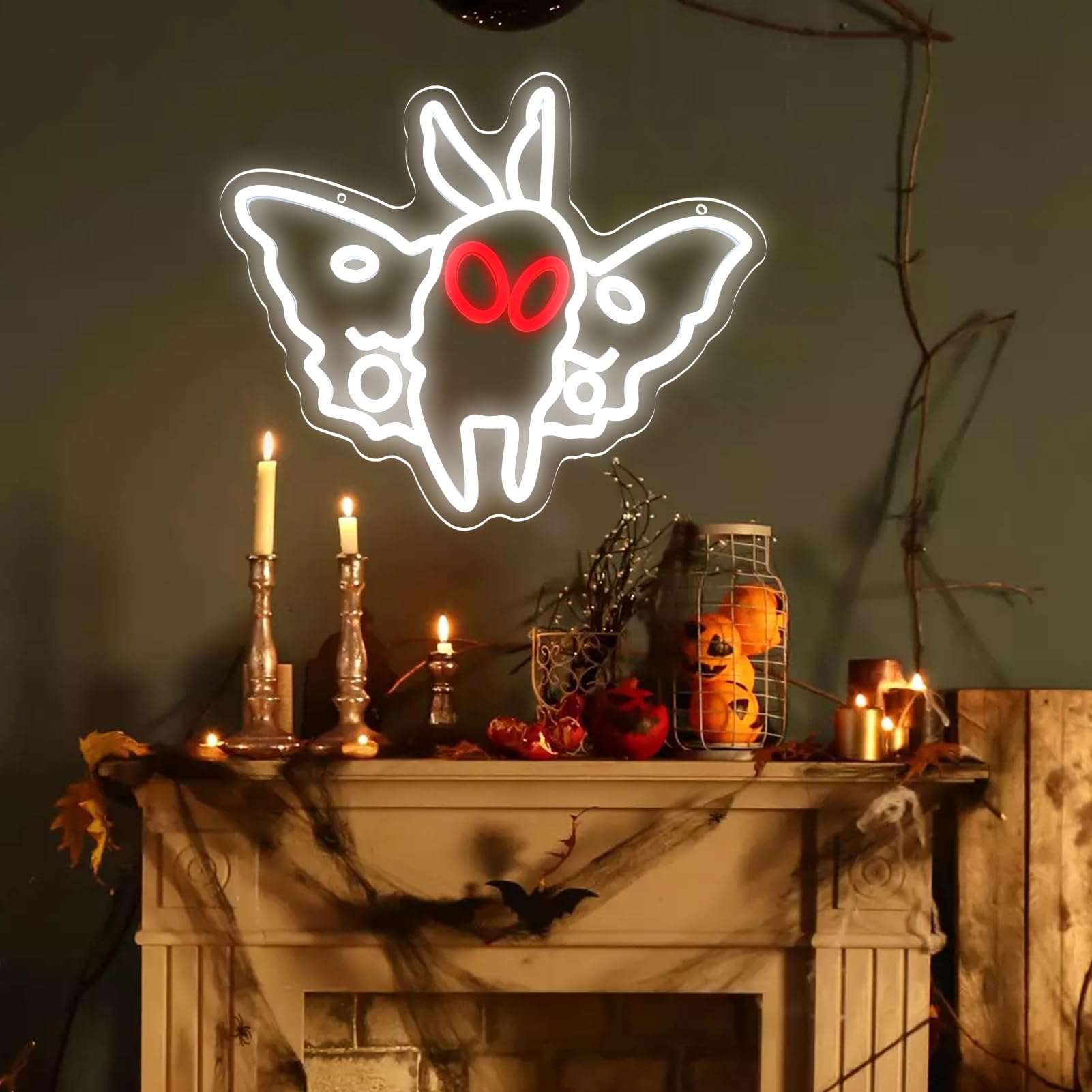 Fuendkf Mothman Neon Signs For Wall Decor  Dimmable Led Neon Light For Bedroom Party Birthday Gifts Usb Power Neon Lights For Man Cave Decoration