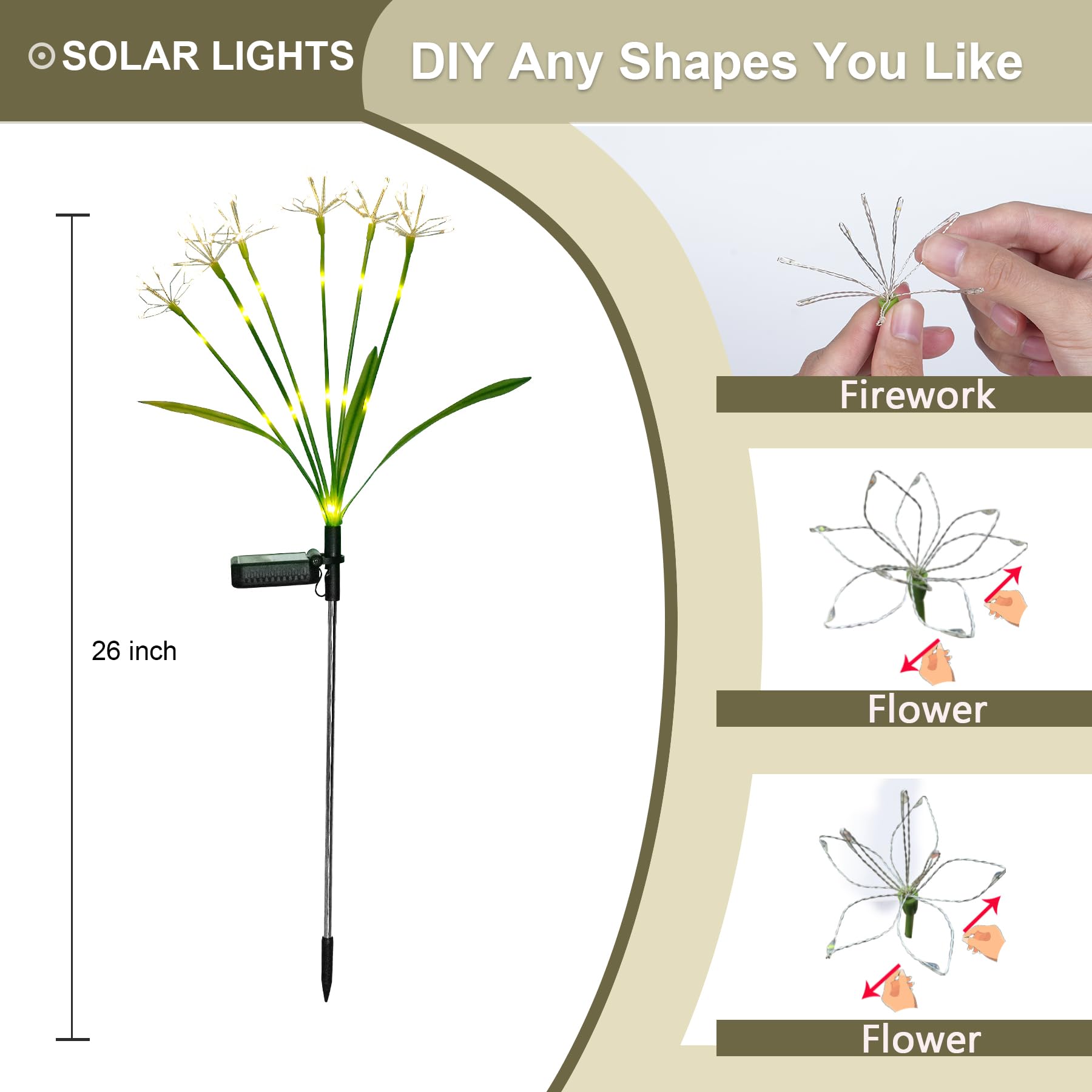 Putuzmic Solar Garden Lights - Warm White, Waterproof Firefly Lights, 4-Pack for Outdoor Patio & Yard Decoration, Model 250201-A
