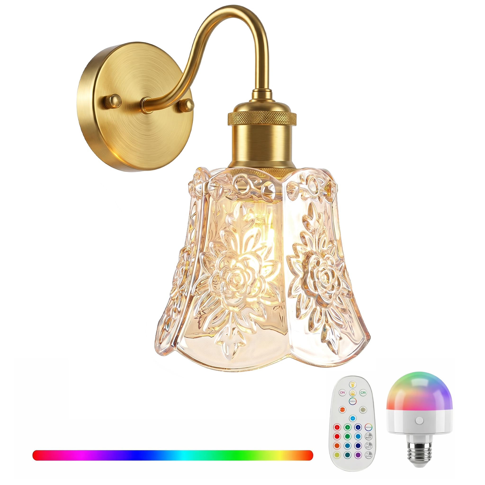 YUNICE Rechargeable Wall Sconces Set of 1 Battery Operated Wall Sconce with Remote Control Dimmable Cordless Wall Lamp with Ambe