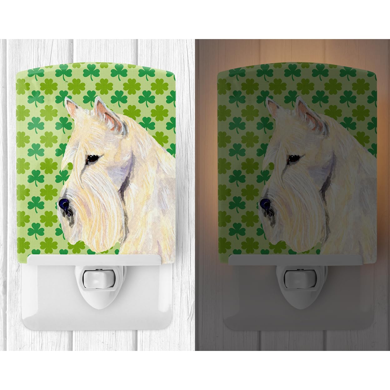 Carolines Treasures Ceramic Night Light, Scottish Terrier Shamrock, UL-Certified, 6inx4in, Multicolor, Model SS4461CNL