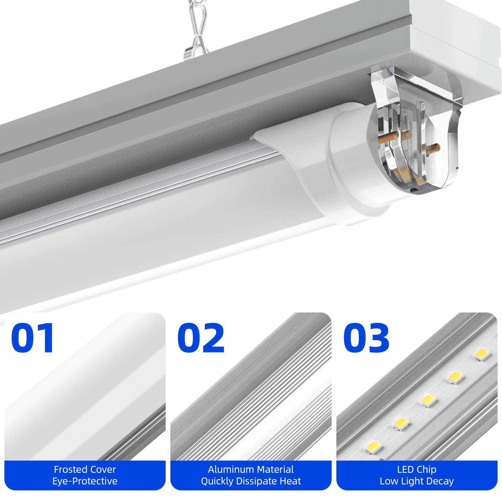Barrina 4Ft Led T8 Type B Light Tube, 24W, 3500Lm, 6000K Bright Light, Ballast Bypass, 4 Foot T8 Fluorescent Replacement Tube, D