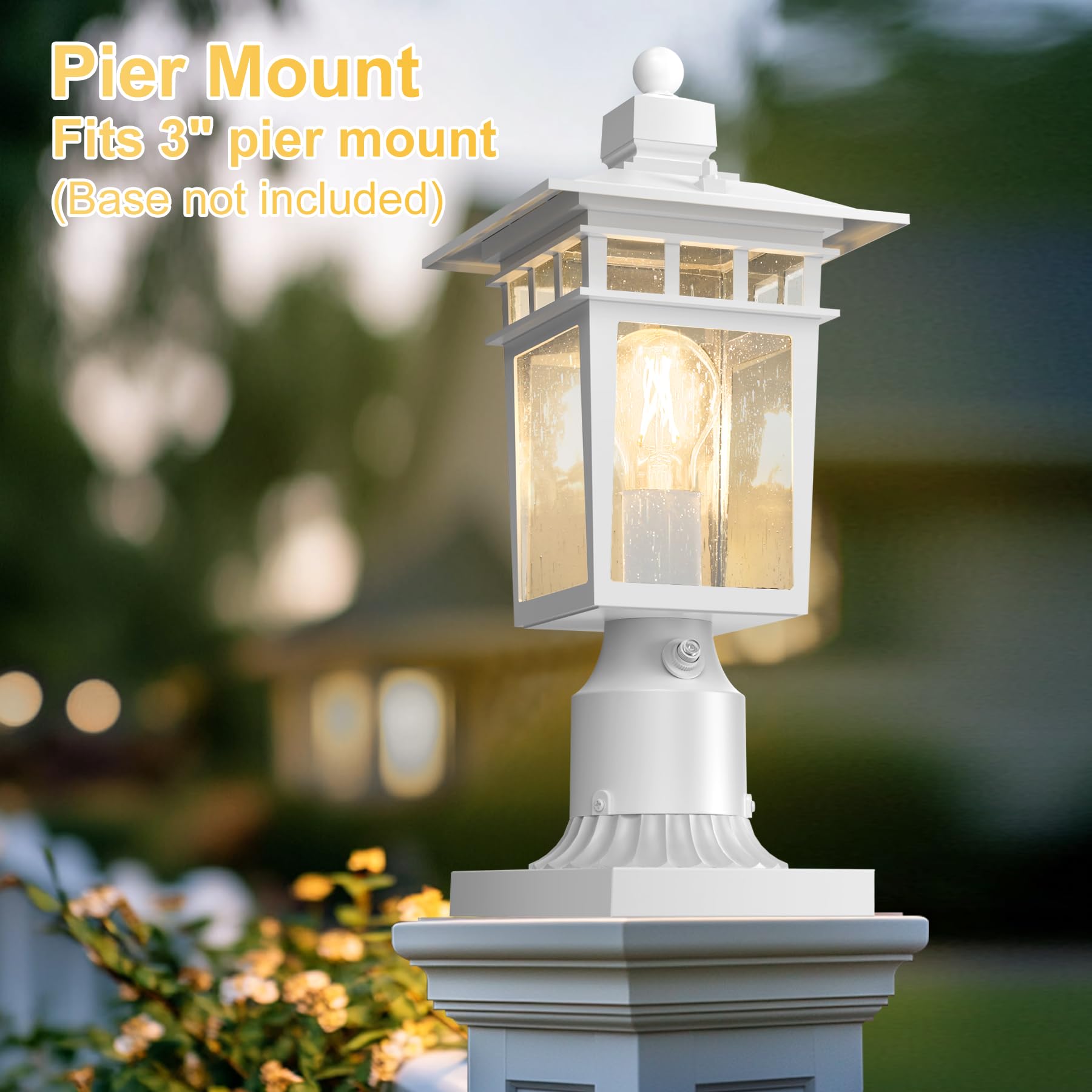 Apoto Dusk To Dawn Outdoor Post Lights  Waterproof Lamp Post Light Fixture  Aluminum Lamp Posts Outdoor Lighting Pole Lantern For Outside Yard Patio Pathway Garden Deck  Hard Wired (2 Pack  White)
