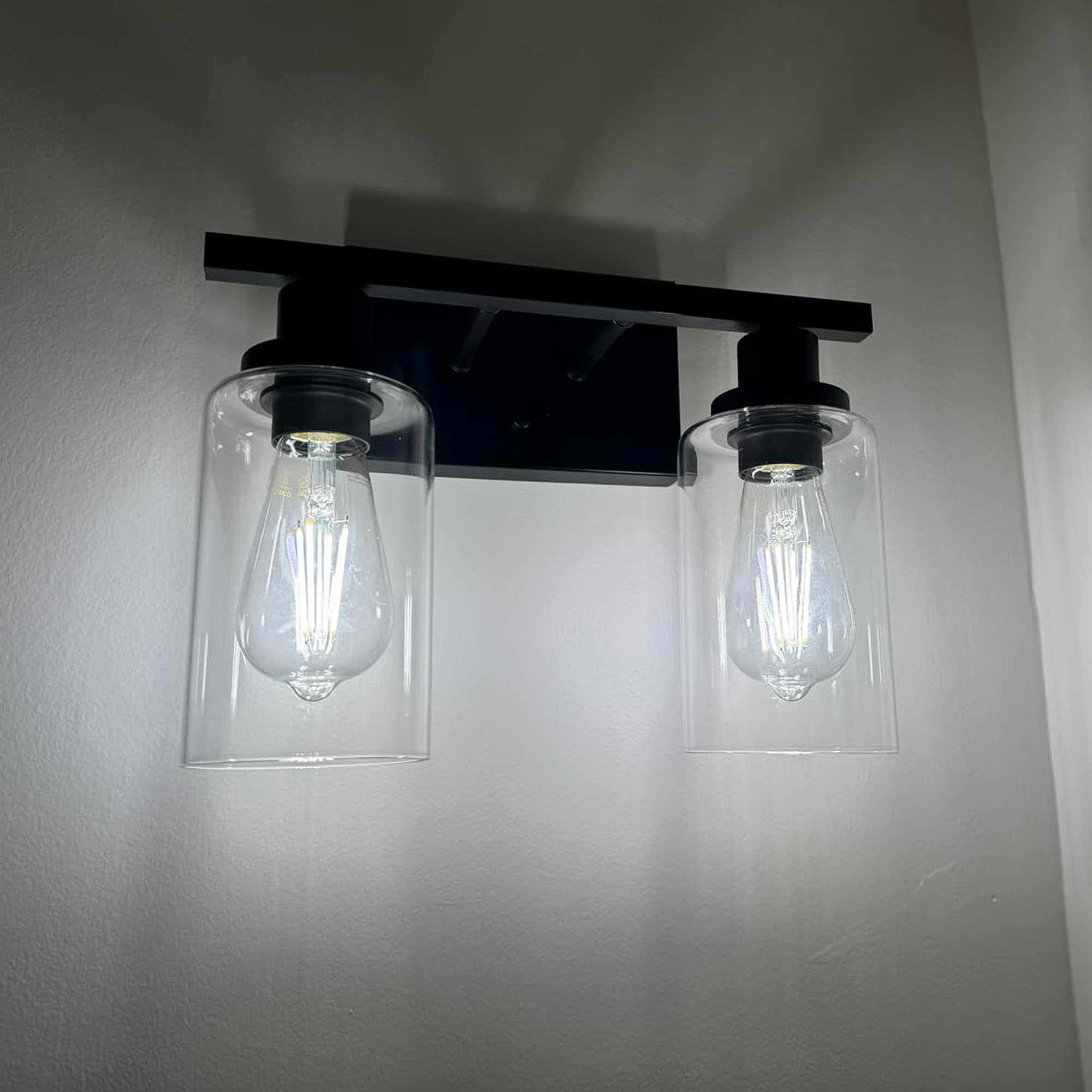 MELUCEE 2-Light Industrial Bathroom Lighting Wall Mount Sconces, Oil-Rubbed Bronze, Clear Glass Shade, Model 716852865307