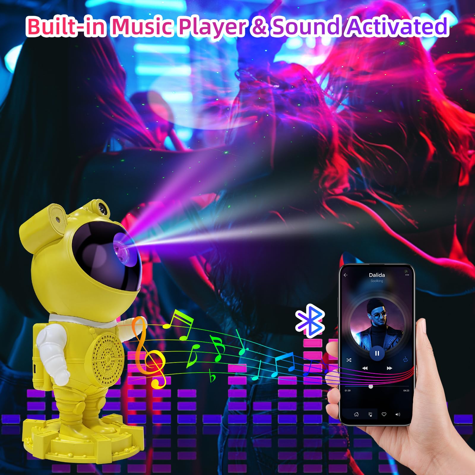 Galaxy Projector Night Light Astronaut-Star Projector, Bluetooth Speaker, White Noise,Nebula Star And Moon Galaxy Lights For Bed