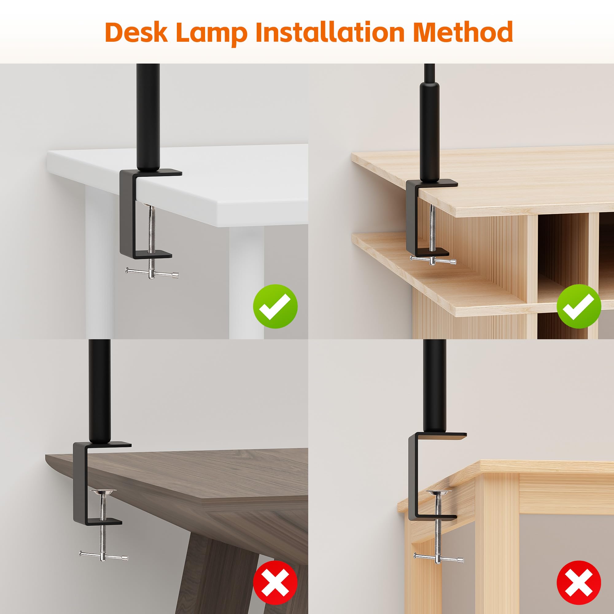 SEOUFRDZ LED Desk Lamp with Clamp, 3 Lighting Modes, Touch & Remote Control, Metal, Remote Control, Black, Model 103