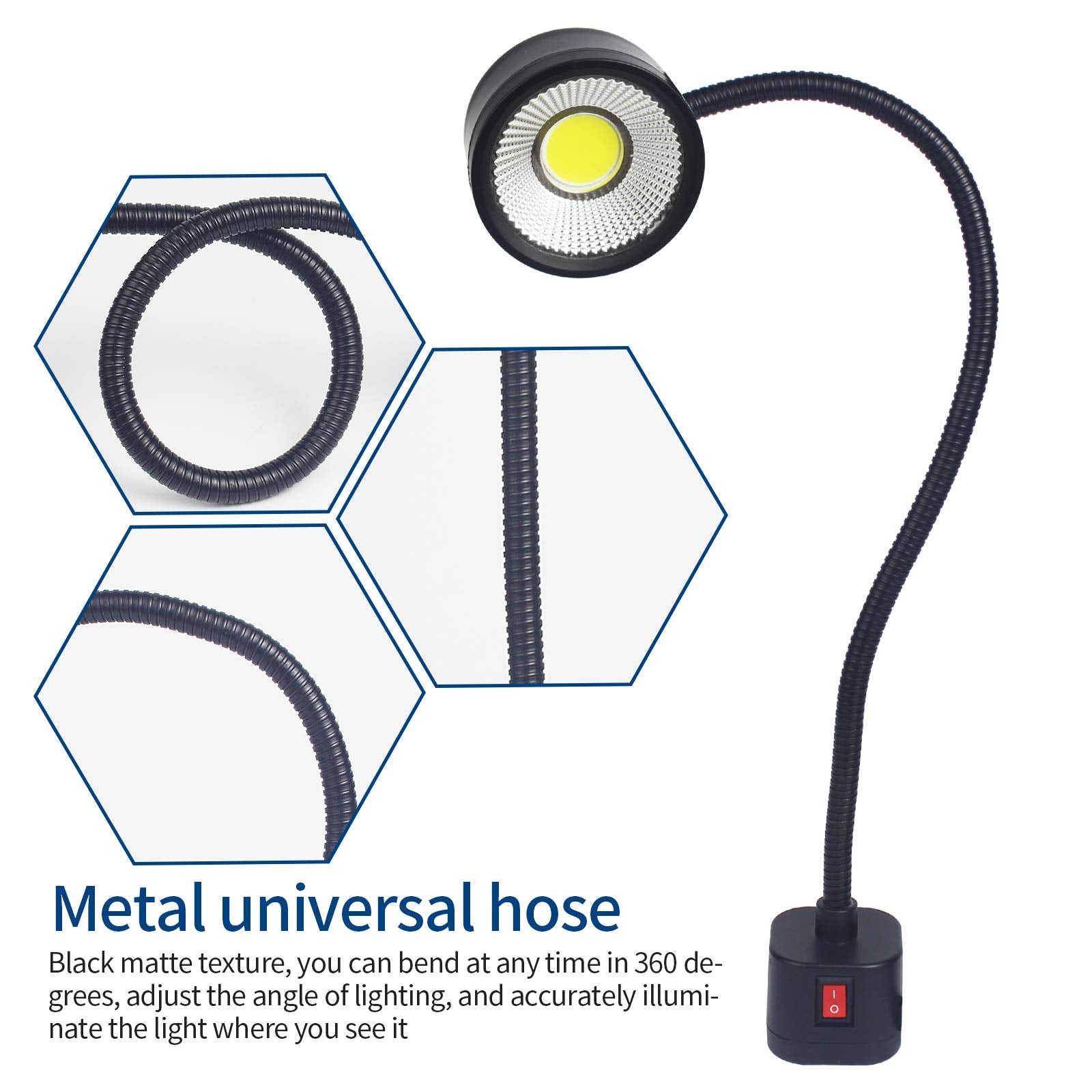 S SHUN CAN DA LED Magnetic Work Light, 500 Lumens, 300mm Flexible Gooseneck, ABS, Black, Model 6101