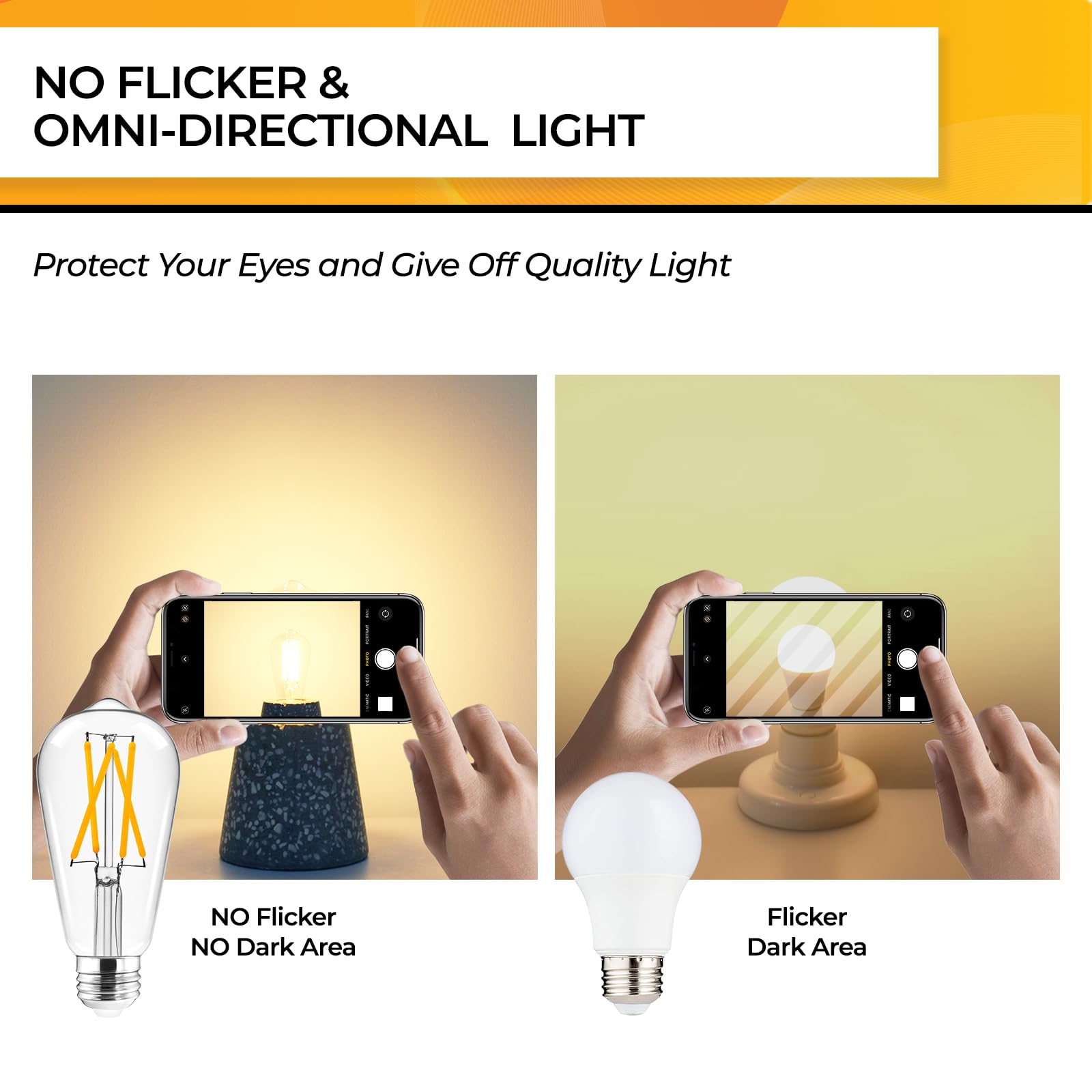 Hizashi Dimmable LED Edison Bulbs, 6W 700LM, 2700K Warm White, ST19 Vintage Glass, Pack of 6