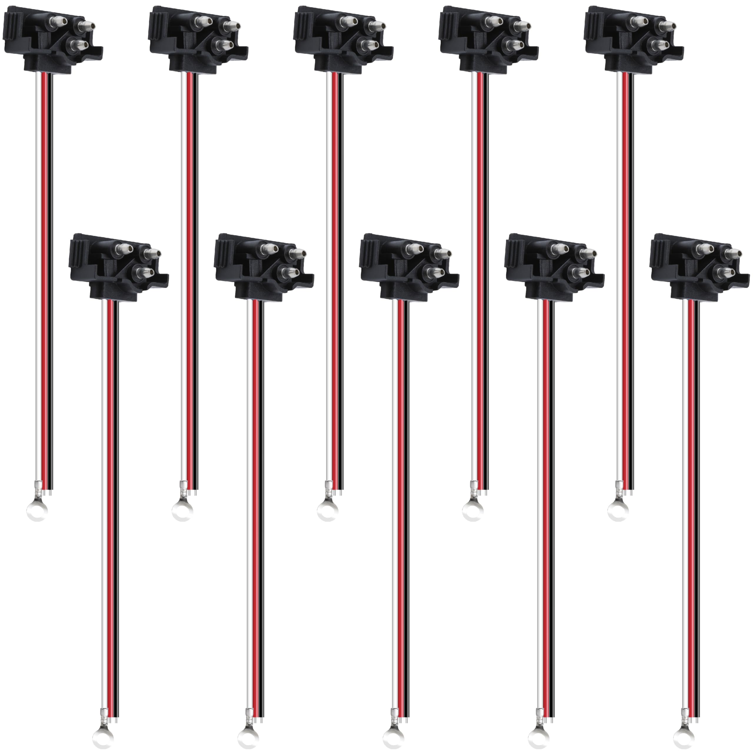 ecocstm 10 PCS 3 Wire Plug Truck Trailer Light Plug  3 Prong Pigtail Wire Plug  Right Angle Pigtail Harness for Stop Turn Tail Light  Fit with Sealed 4 Round Lights and 6 Oval Lights