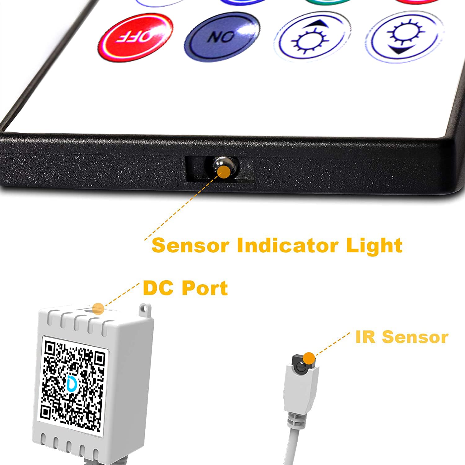 Daybetter 2 Ports 20 Key Smart Wi-Fi Led Strip Lights Remote Control, Output Dimmable Remote Controller Voltage Dc 24V(Without P