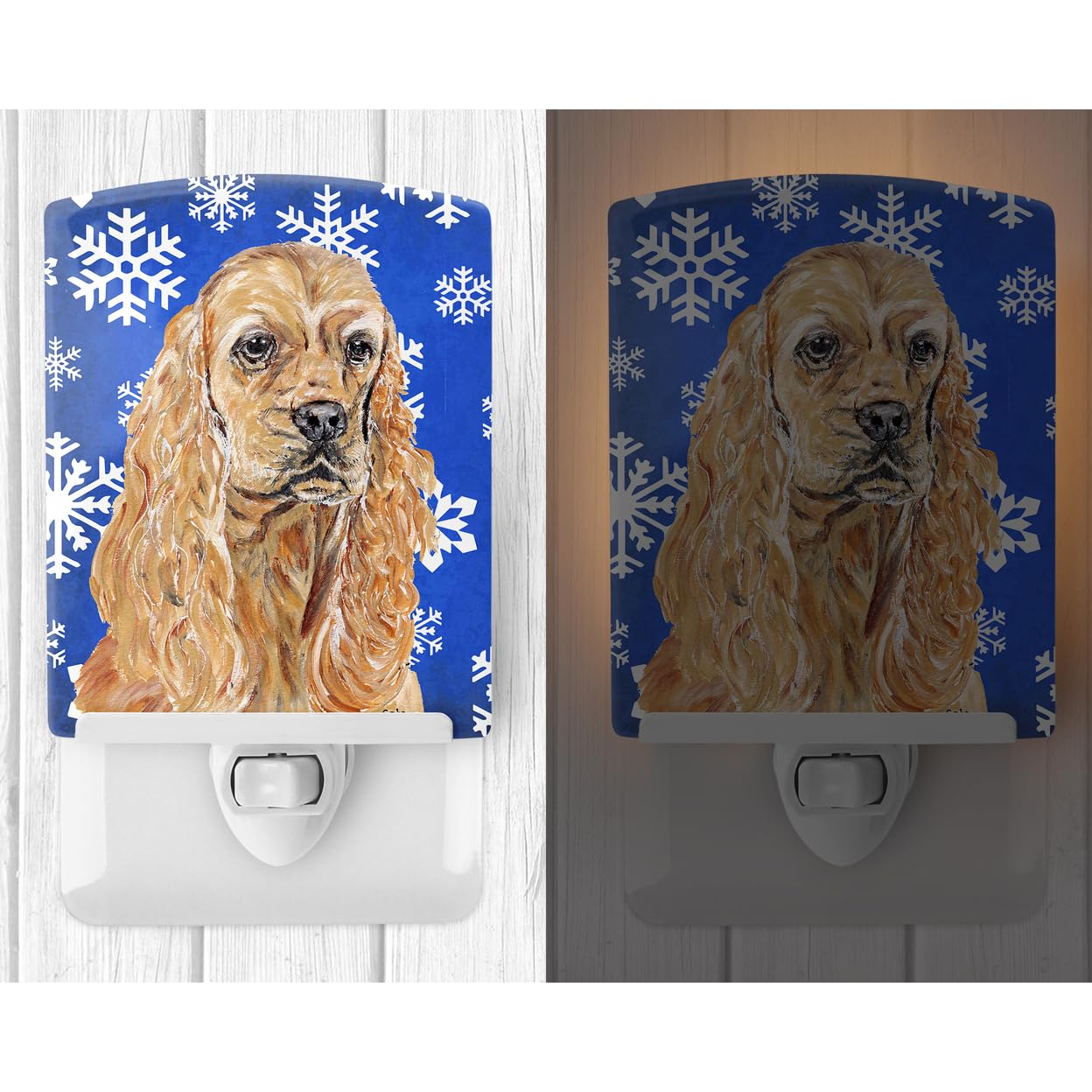 Carolines Treasures Ceramic Night Light Buff Cocker Spaniel 6x4x3in Multicolor Model SC9598CNL UL-Certified for Bedroom Bathroom Nursery
