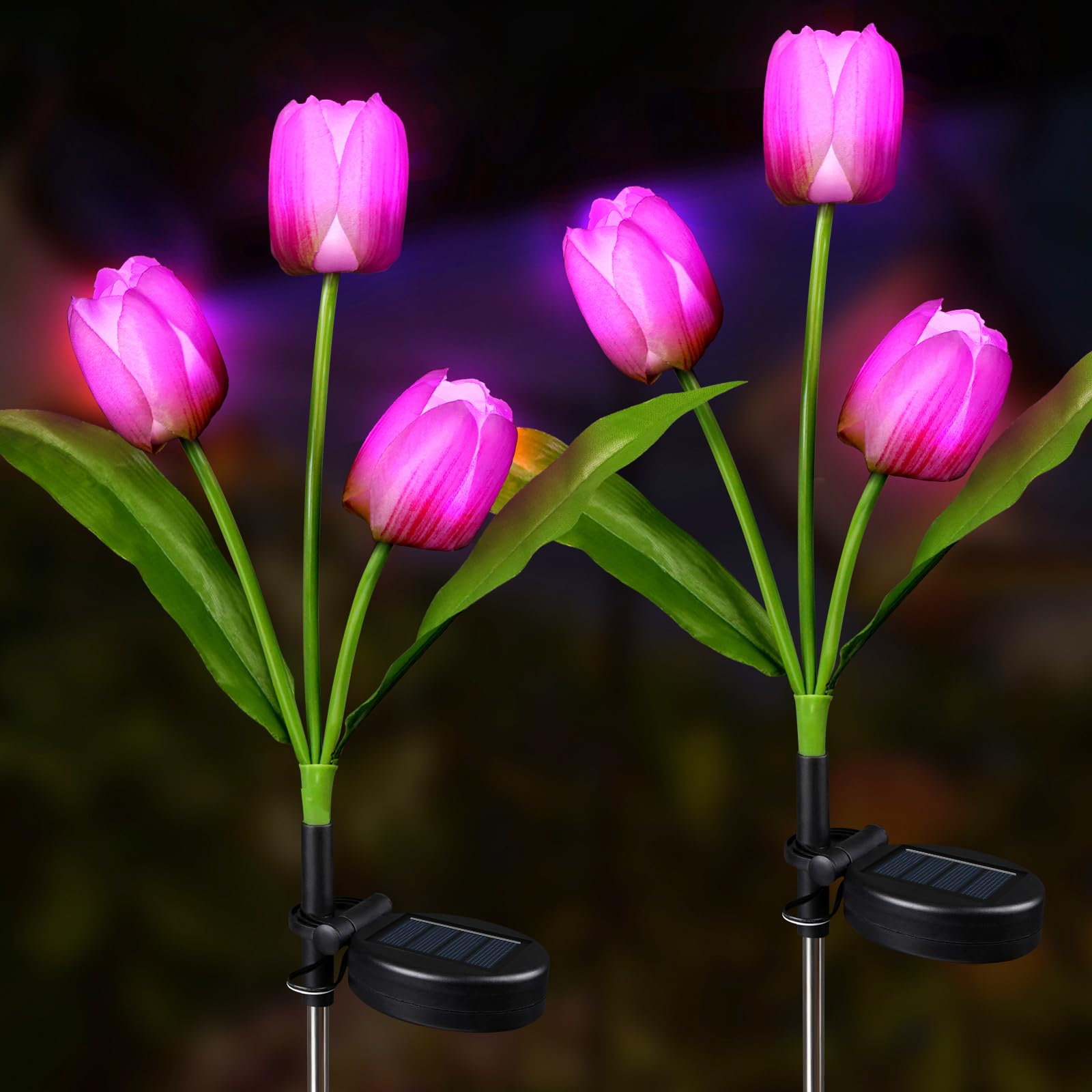 Aolyty Solar Flower Lights Outdoor, IP65 Waterproof Solar Tulip Lights LED Garden Stake Lights for Pathway Lawn Patio Yard Lands
