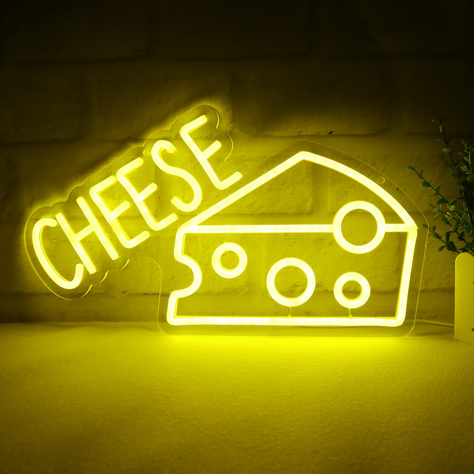 Balanar Neon Sign LED Wall Decor for Bedroom, 16x9 inches, Acrylic, Yellow, Model B-CHEESE-001
