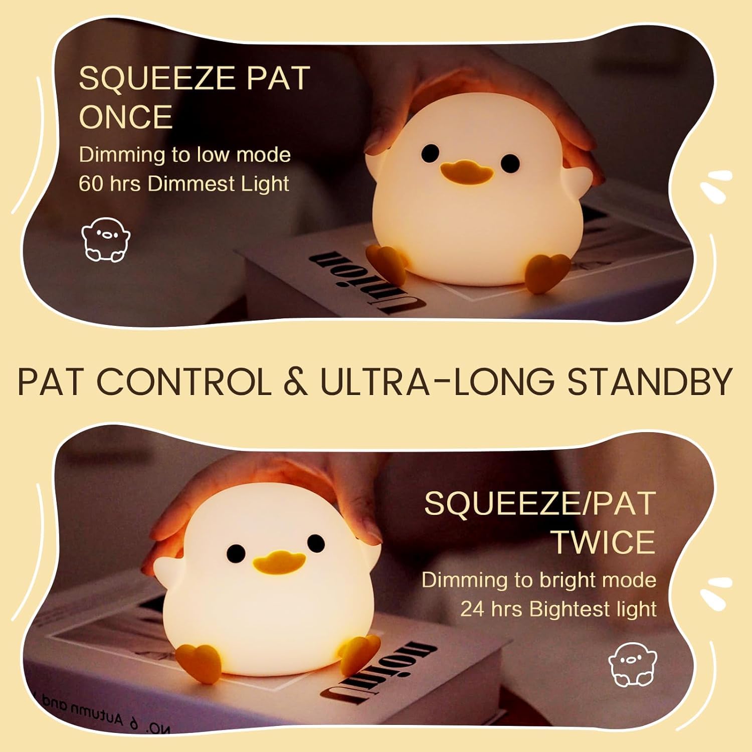 Night Light Cute Tangerine Led Squishy Novelty Animal Night Lamp Dimmable Soft Silicone Nursery Nightlight For Kids  Rechargeable Bedroom Touch Lamp  Dorm Decor  Baby Boys Girls Gift (Dodo Duck)