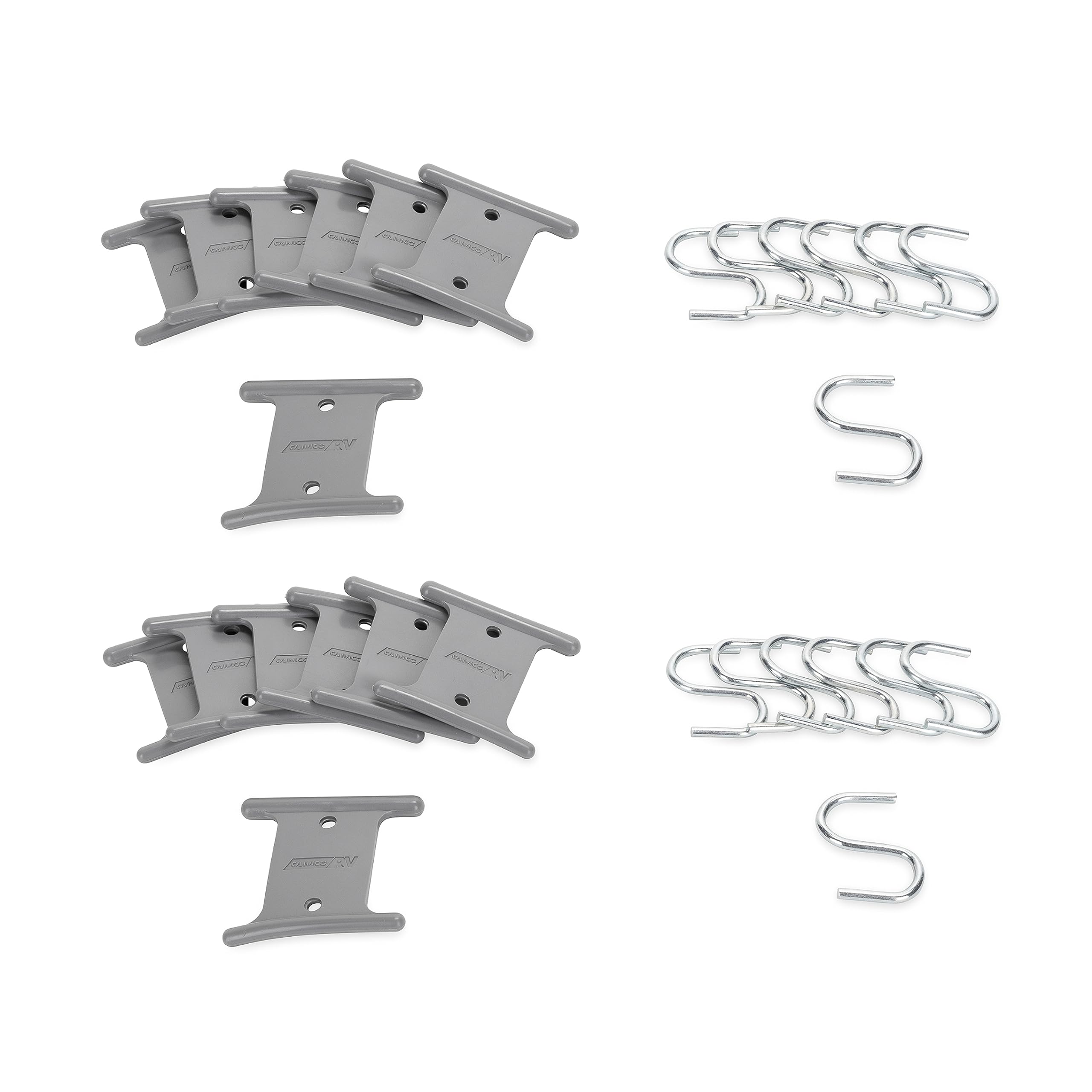 Camco Camper/RV Party Light Holders - Supports Up to 15lbs & Fits Most Awning Bar Channels - Great for Hanging String Lights, Pa