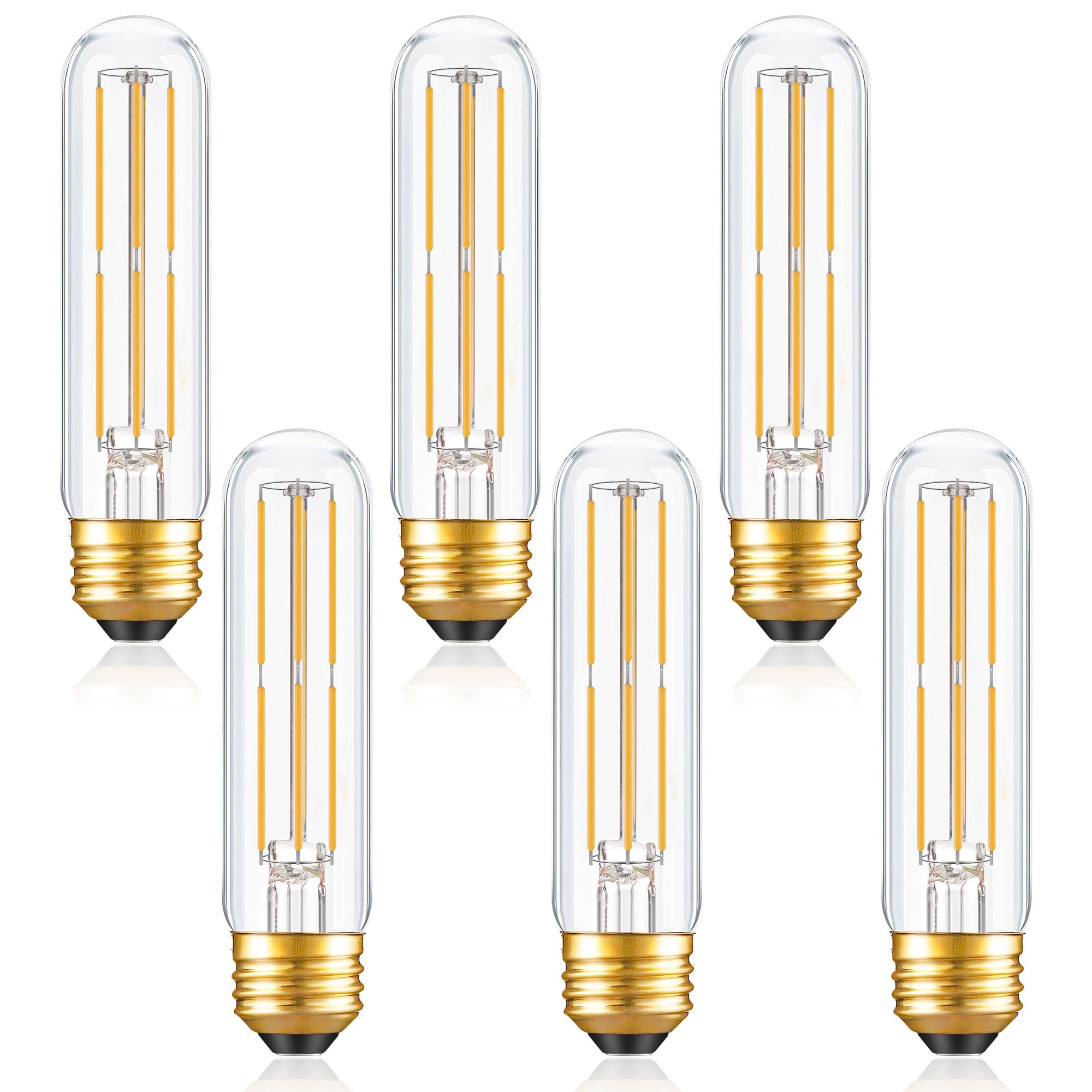 PADMO LUDAZ Dimmable E26 T10 LED Bulb 6W Warm White 2700K 600LM 5 Inch 6 Pack