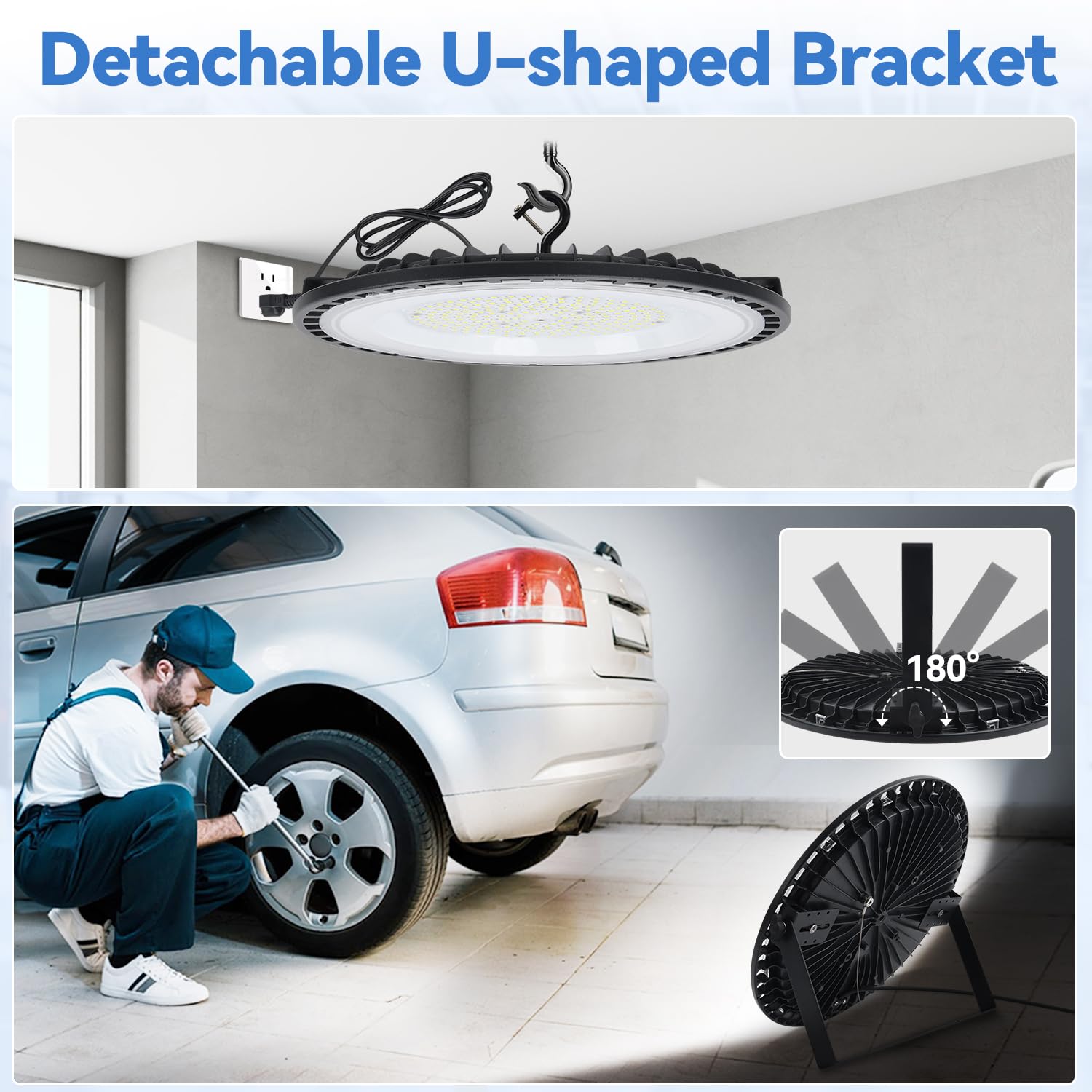 6Pack Led Shop Lights 150W 6500K 22500Lm Working Light Bright Warehouse Lights Ufo High Bay Commercial Garage Lighting Products