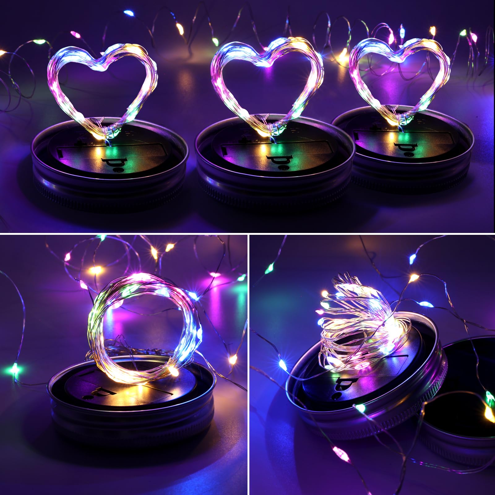 ZNYCYE Solar Mason Jar Lights, 12 Pack 30 LED Firefly String Lights, Waterproof Outdoor Hangers, Multicolor