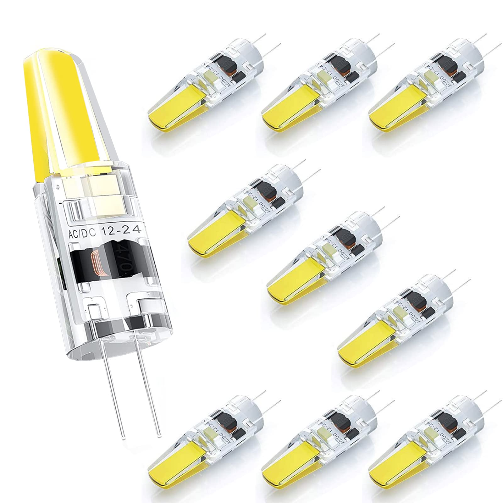 Dopkuss G4 Led Light Bulbs 6000K Daylight White Lighting, 3W Equivalent To 30W Ac Dc 12V-24V, Bi-Pin Led Bulb Silicone G4 Led Bu