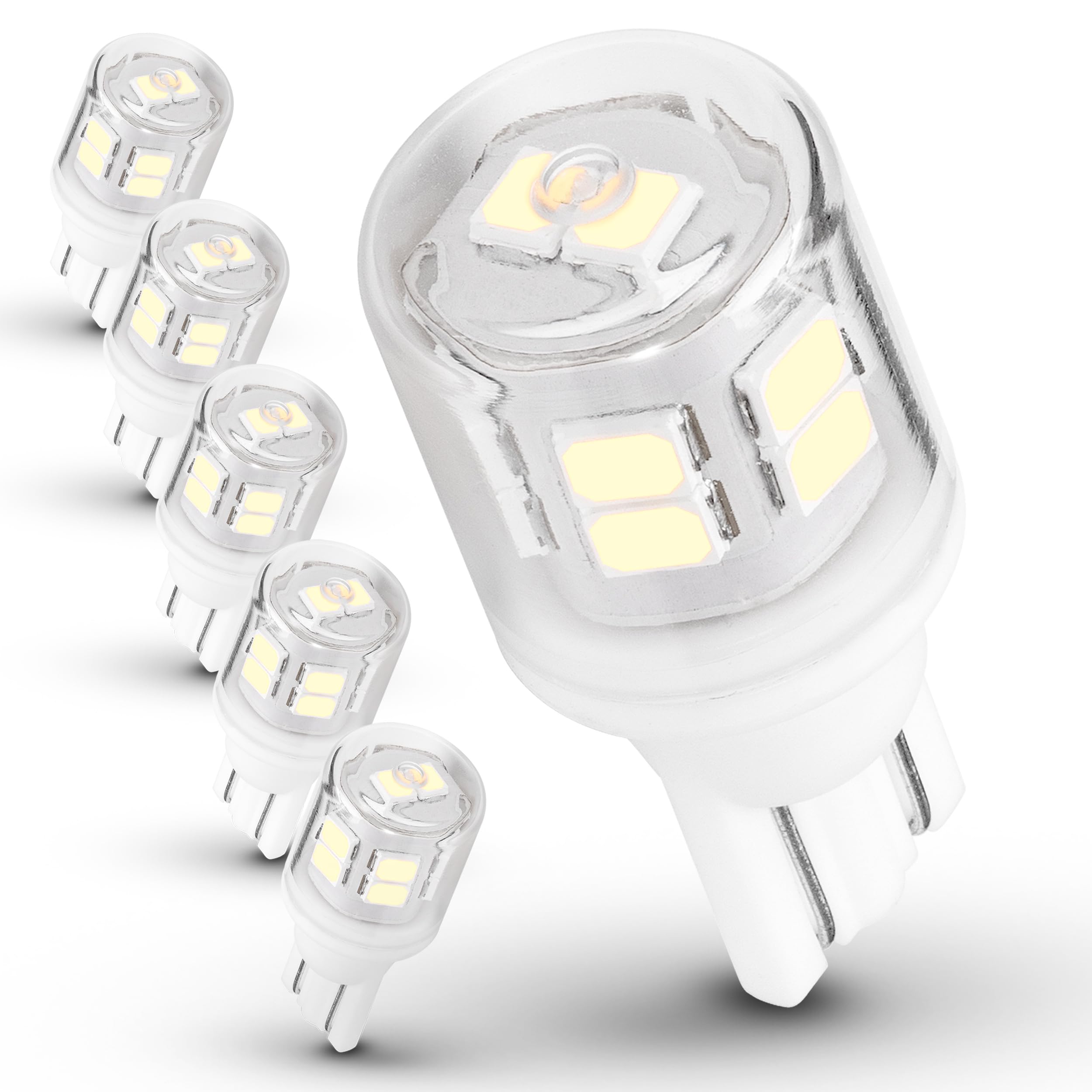 T5 T10 Wedge Base Led Bulbs 12-24V Low Voltage Landscape, 3W 300lm Equivalent to 30W Halogen, 6000K Daylight White for Interior 