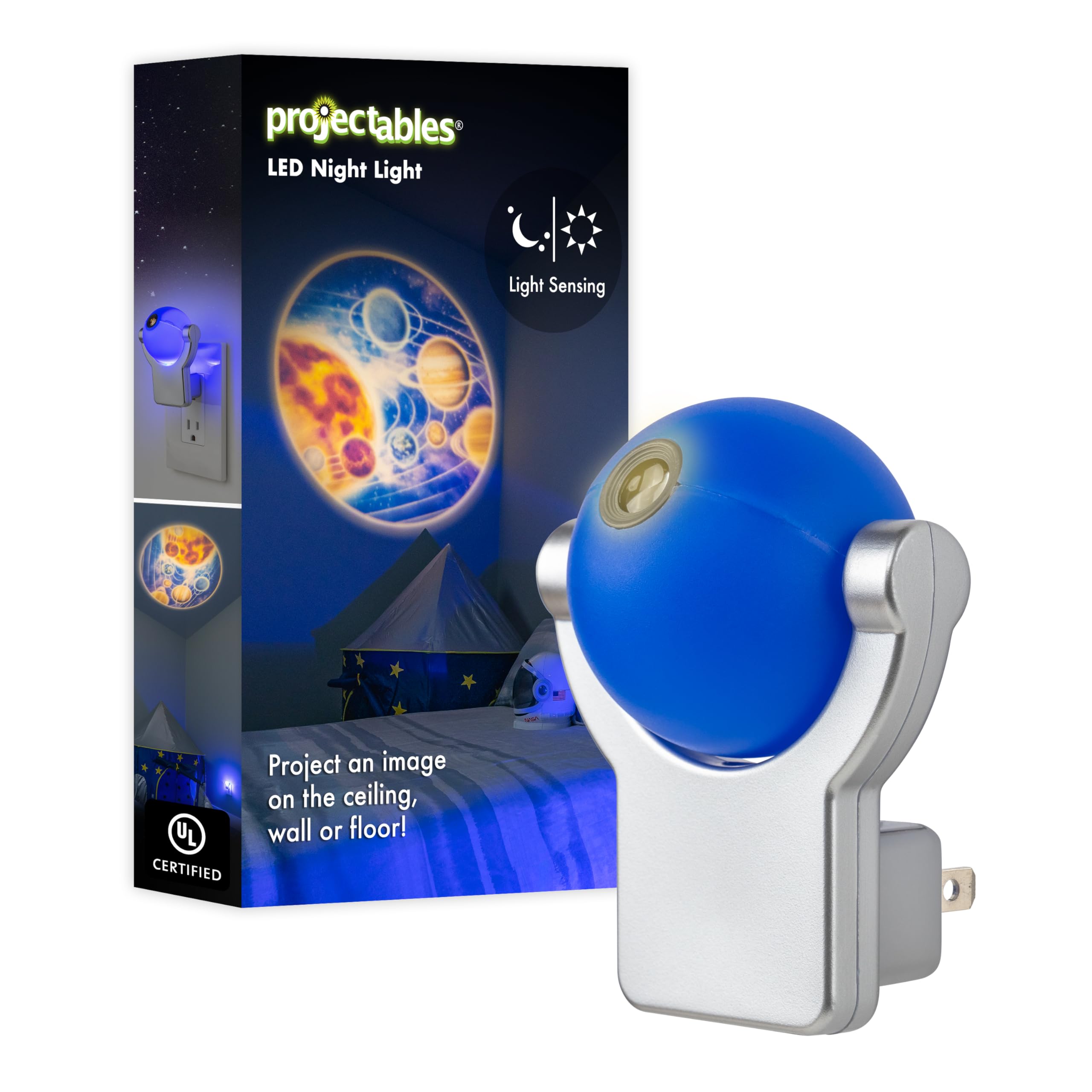Projectables LED Solar System Night Light Projector, Dusk-To-Dawn Sensor, Auto On/Off, Galaxy Projector Planets Ideal for Childr