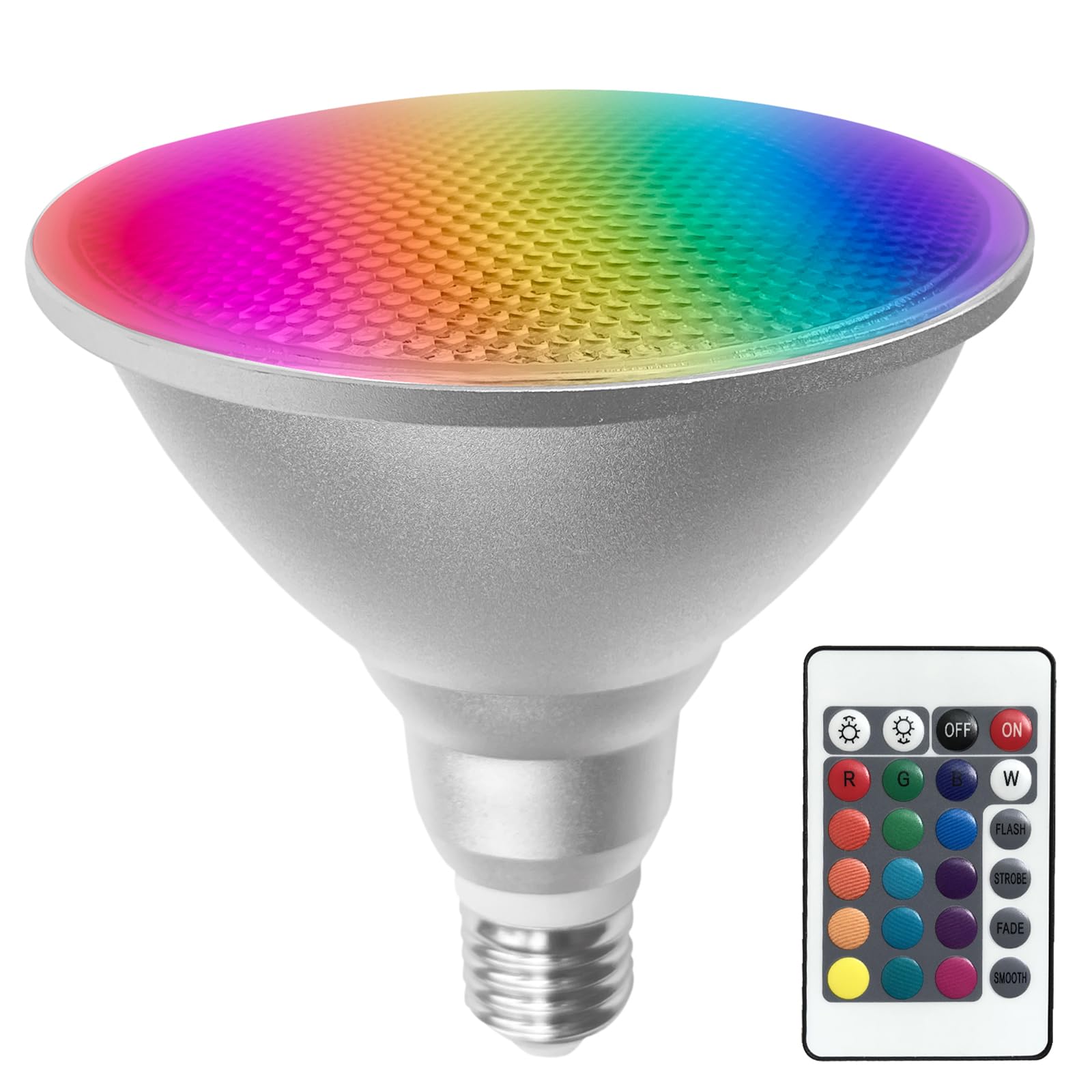 Lxkbd Par38 Led Light Bulb, 30W Rgb+Warm White, Dimmable With Remote, Waterproof For Parties