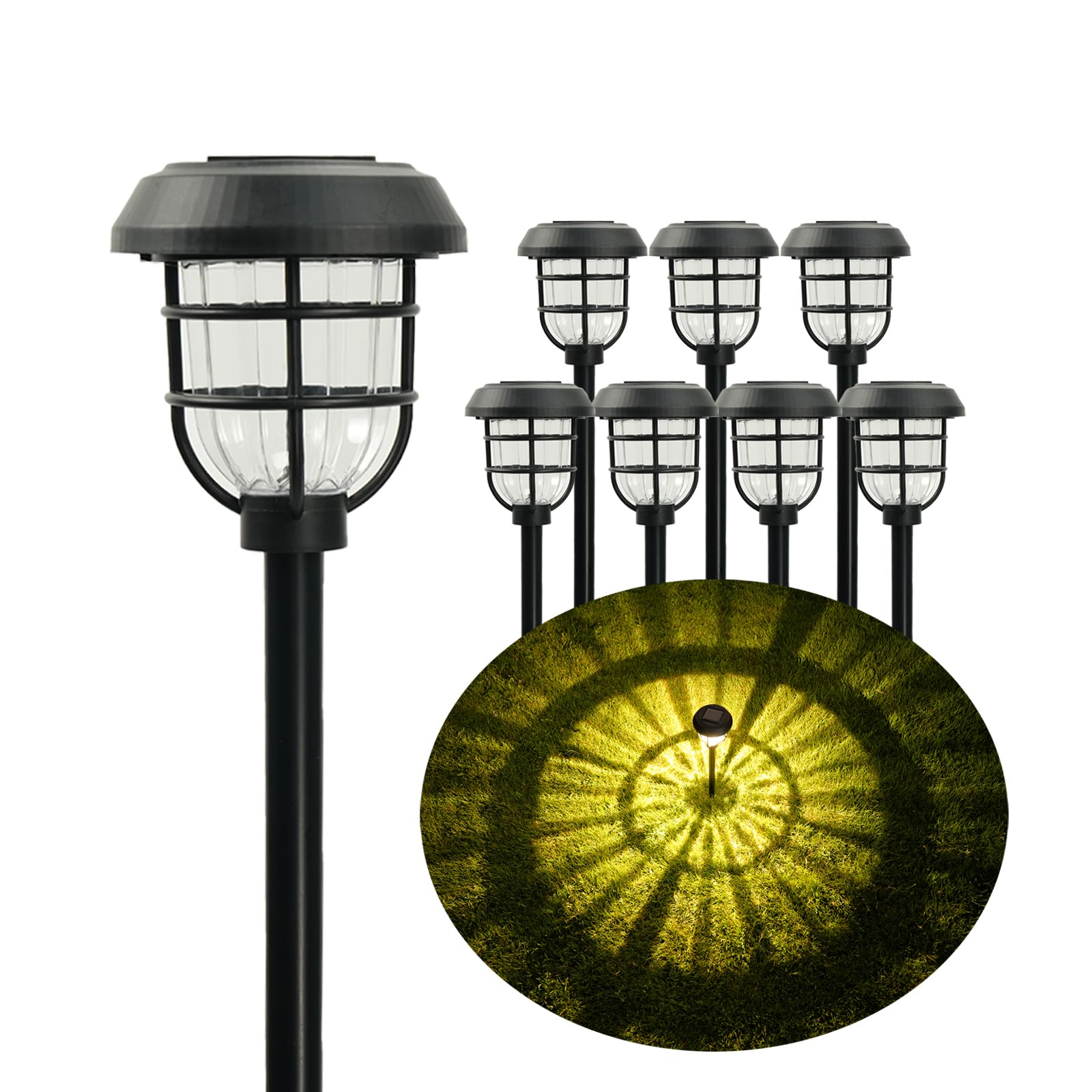 Solar Pathway Lights Outdoor 8 Pack, Upgraded Bright 10LM LED, Solar Lights Outdoor Waterproof IP65, Up to 12Hrs, Auto On/Off, S