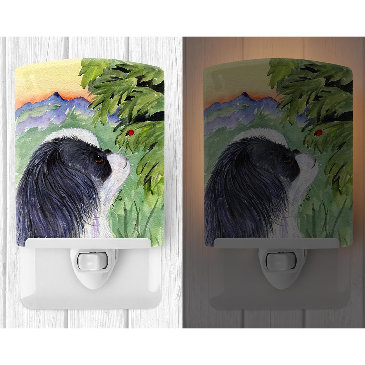 Caroline'S Treasures Ss8259Cnl Japanese Chin Ceramic Night Light Compact, Ul-Certified, Ideal For Bedroom, Bathroom, Nursery, Hallway, Kitchen, 6X4X3, Multicolor