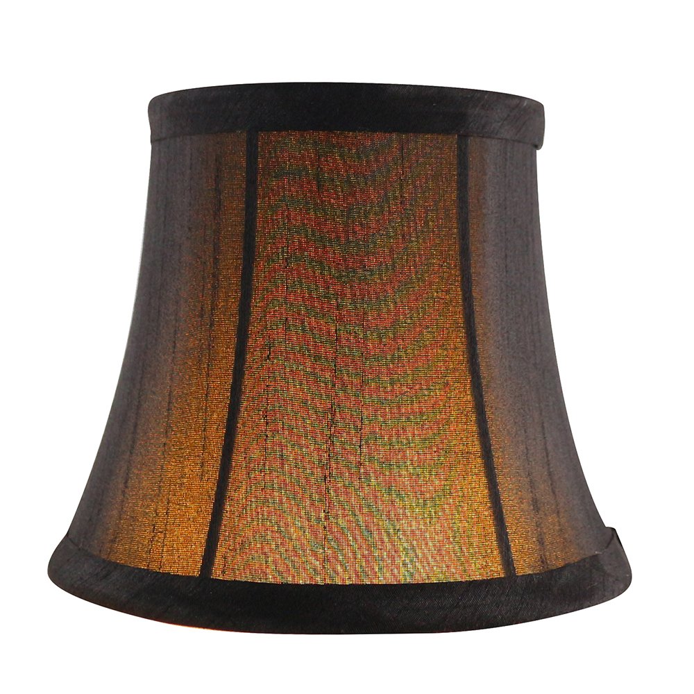 Meriville Set Of 6 Black Faux Silk Chandelier Lamp Shades - Softback Bell Shape, Clip-On Fitter For Candelabra Bulbs, 4'' X 6''