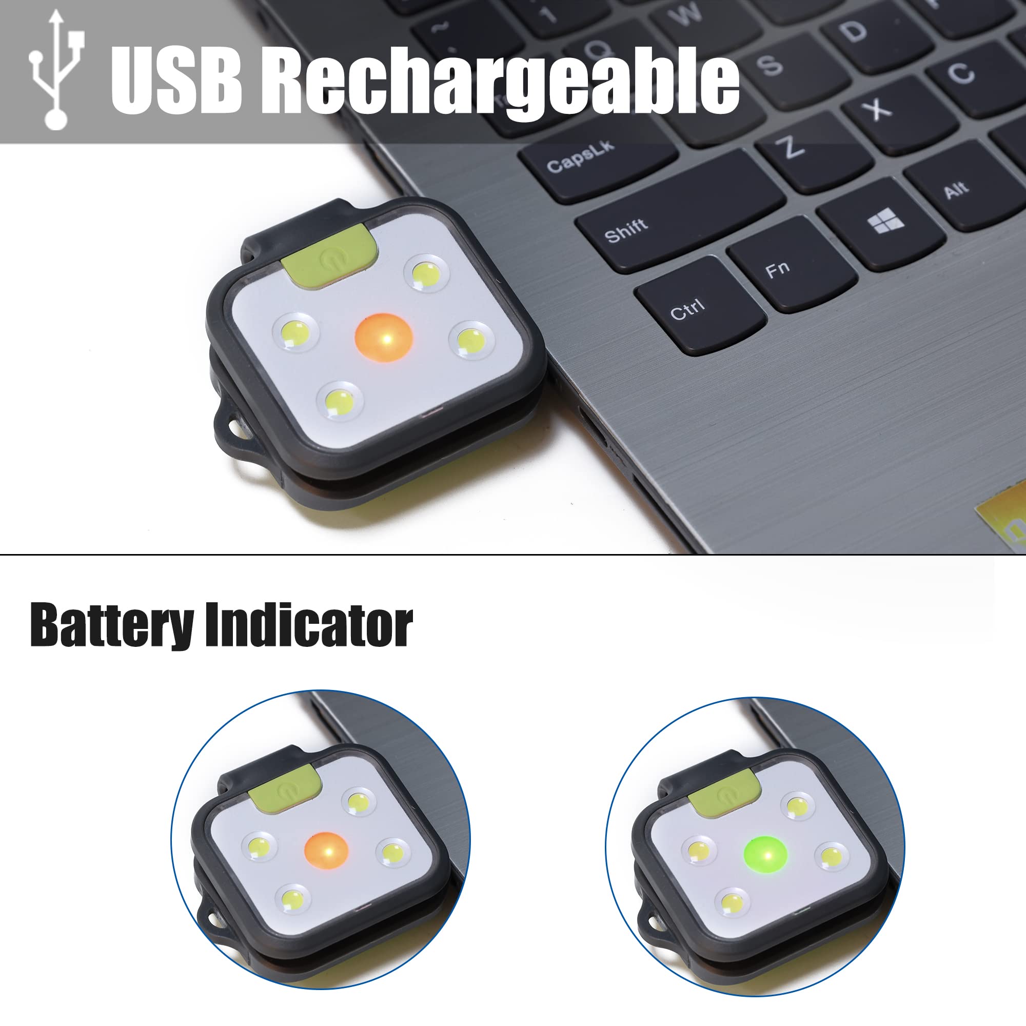 Eguku 2Pack Usb Rechargeable Running Lights - 4 Modes, Lightweight Clip-On Jogging Gear, Green