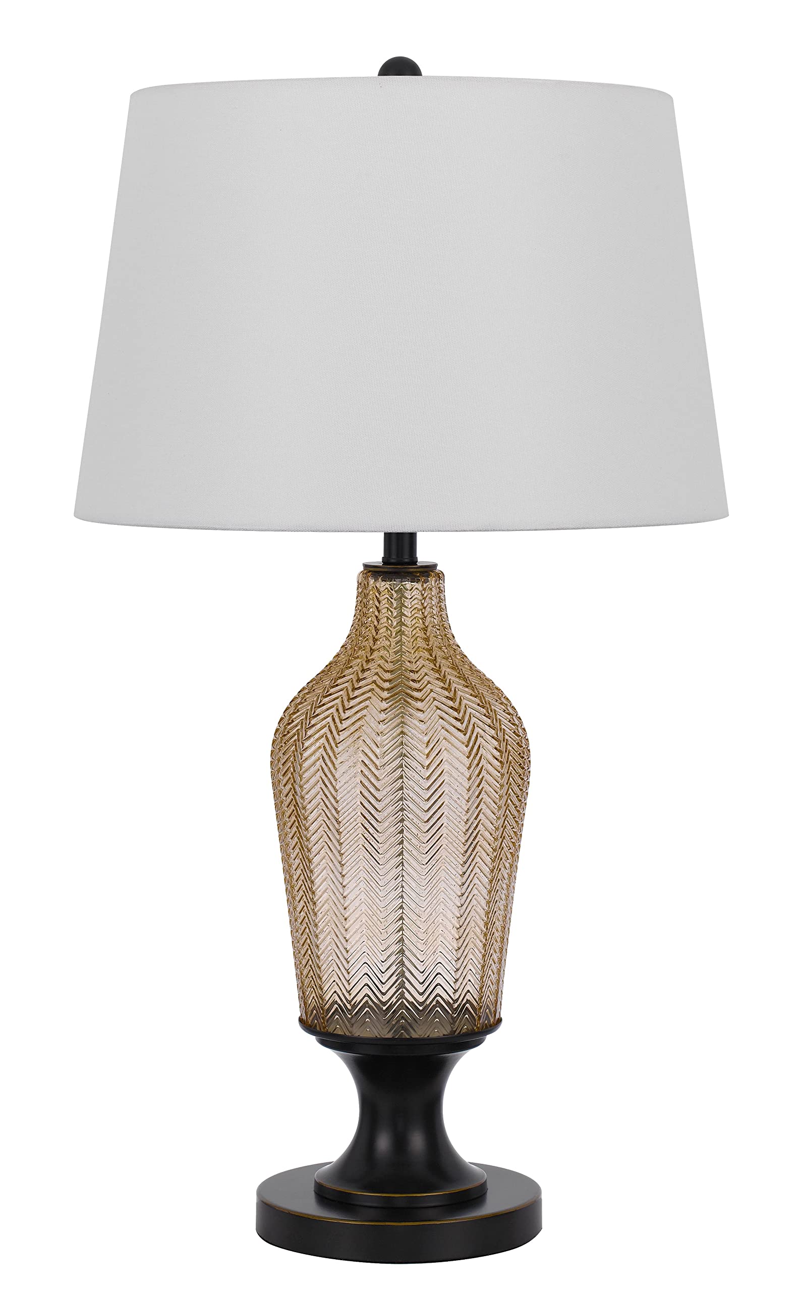 Cal 150W 3 Way Fluted Column Glass Table lamp with Metal Base